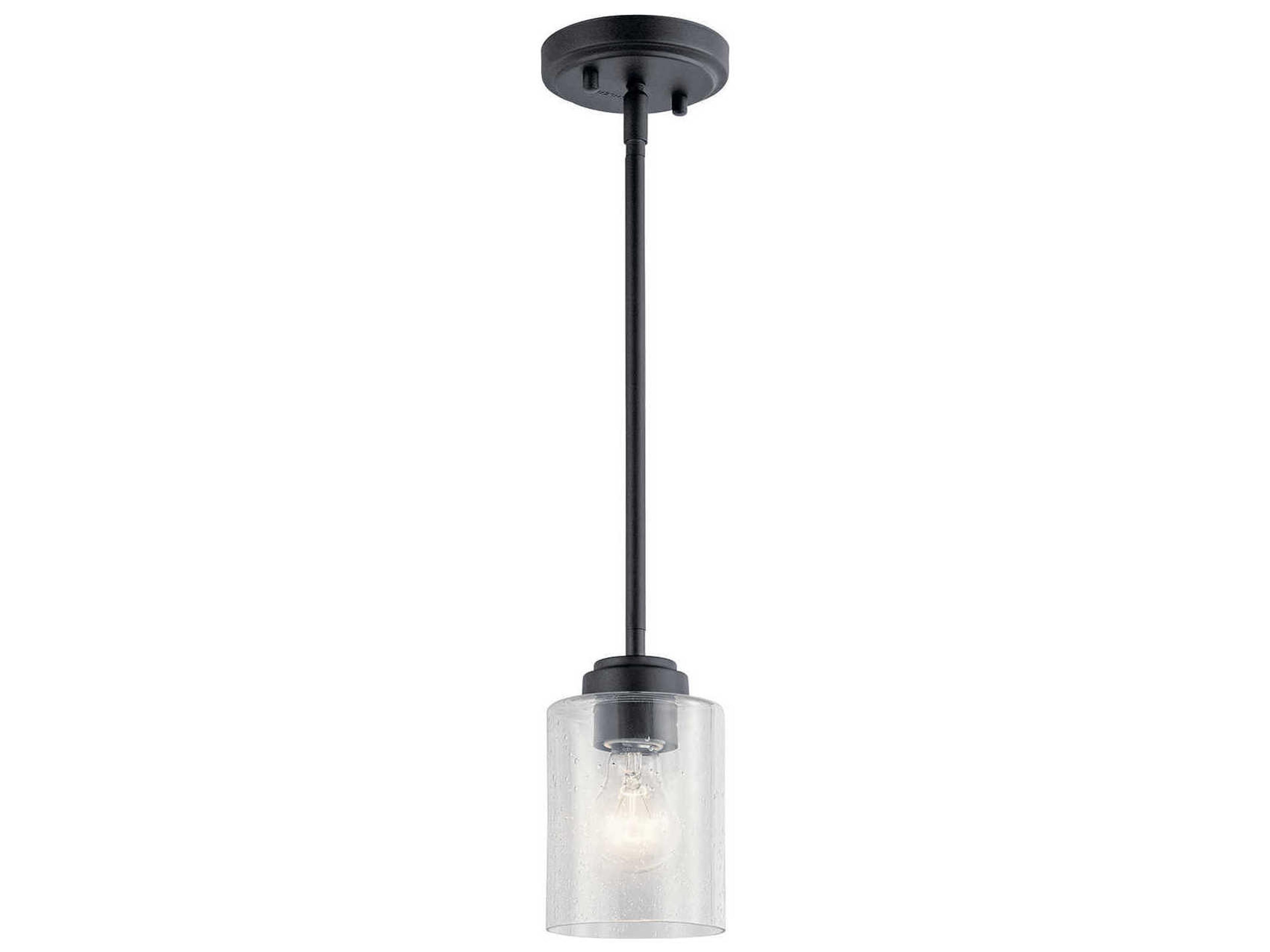 Winslow 1-Light Black Glass Cylinder Mini Pendant