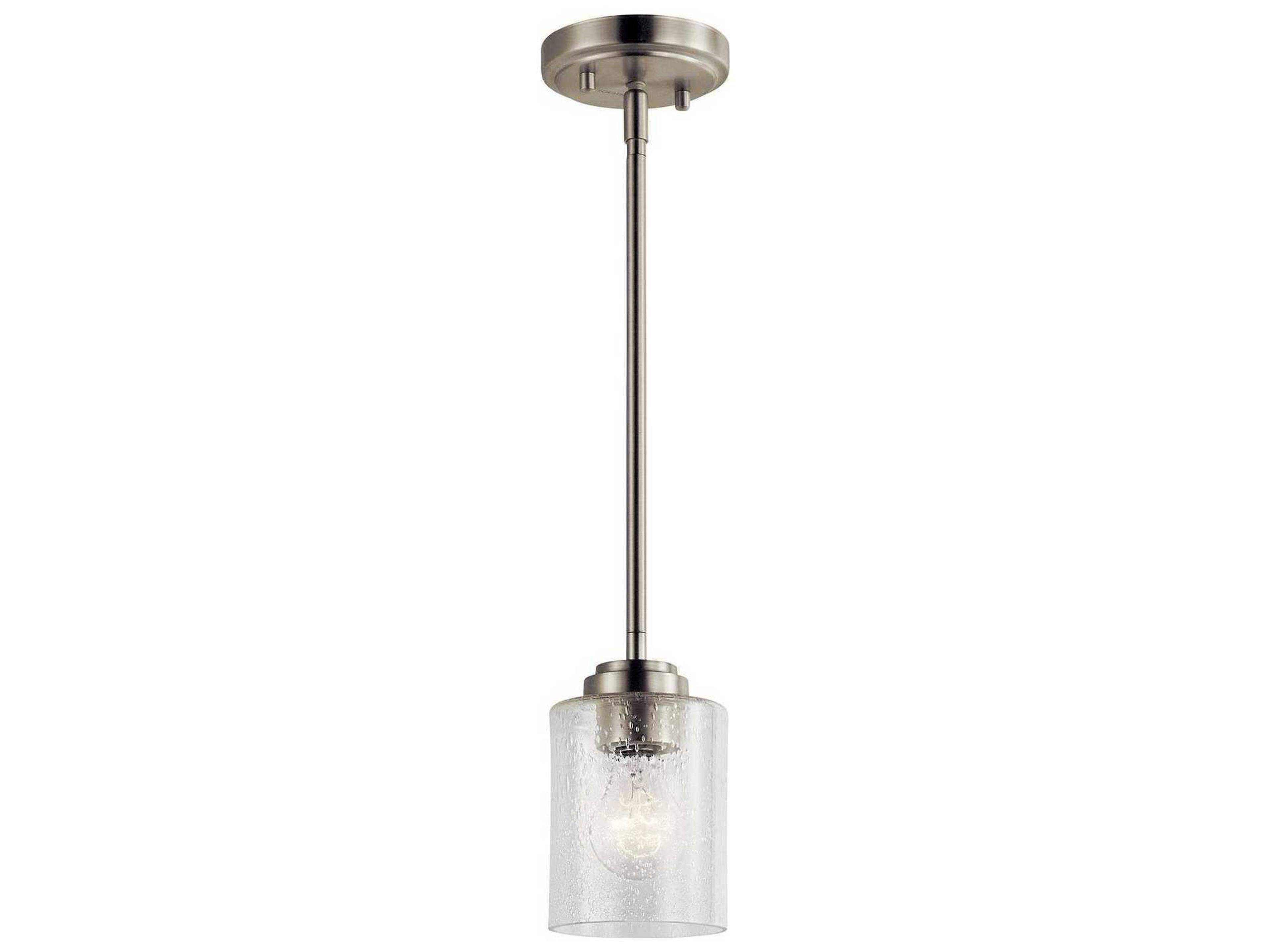 Winslow 1-Light Brushed Nickel Glass Cylinder Mini Pendant