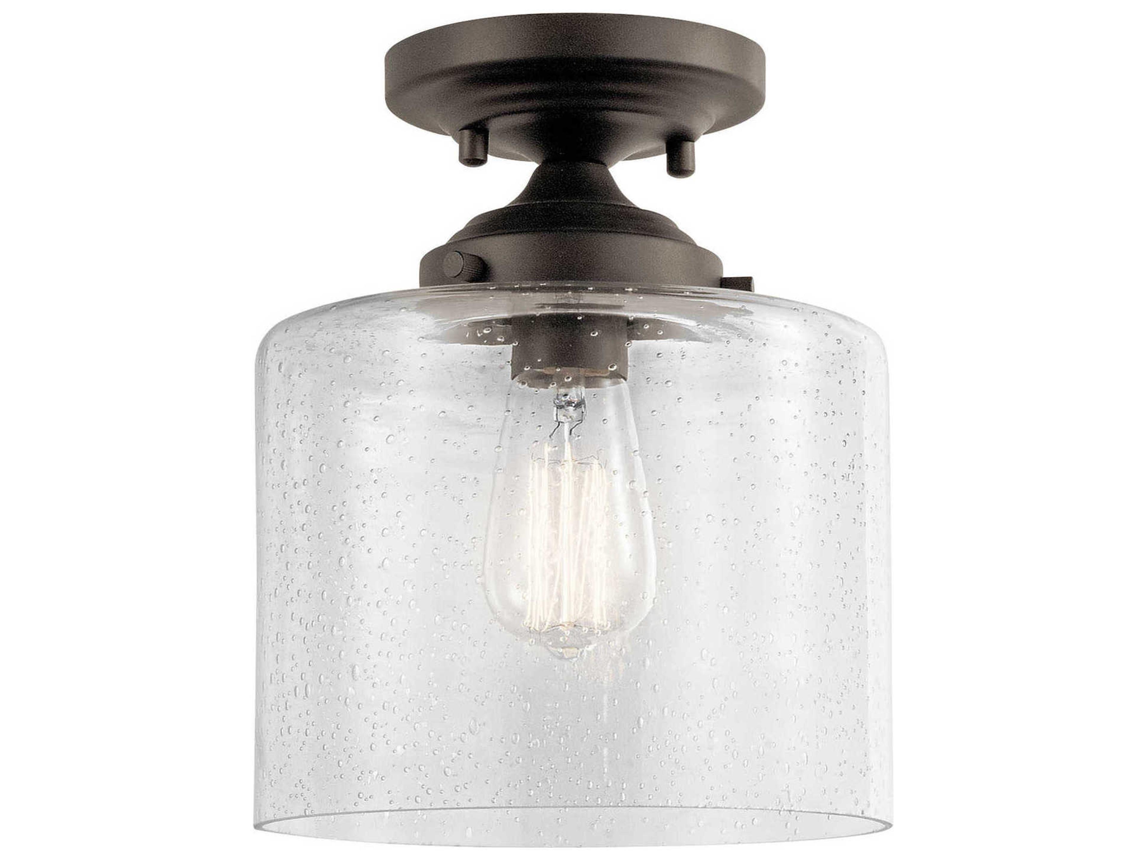 Winslow 1-Light Olde Bronze Glass Cylinder Semi Flush Mount