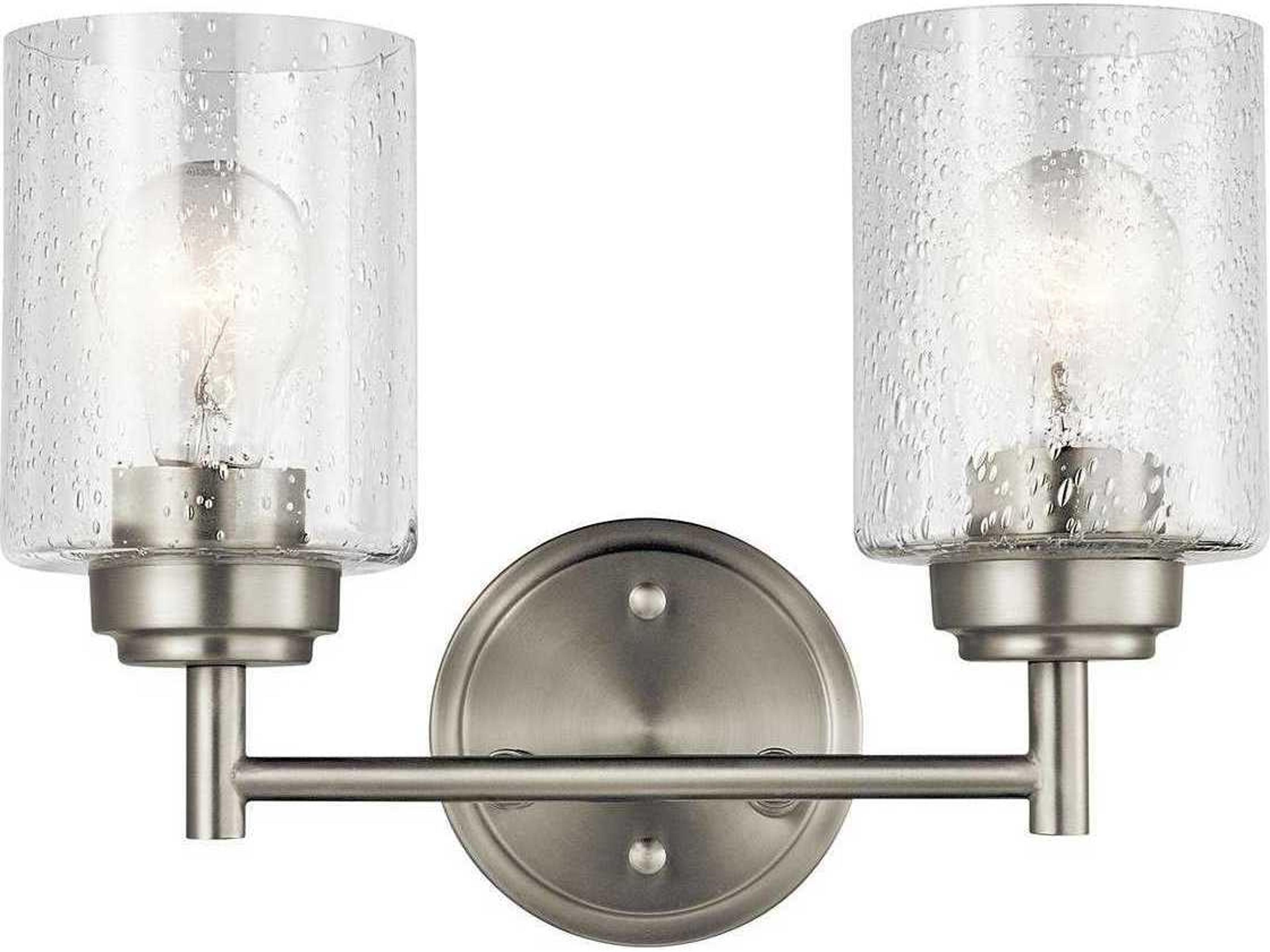 Winslow 2-Light Brushed Nickel Glass Vanity Light