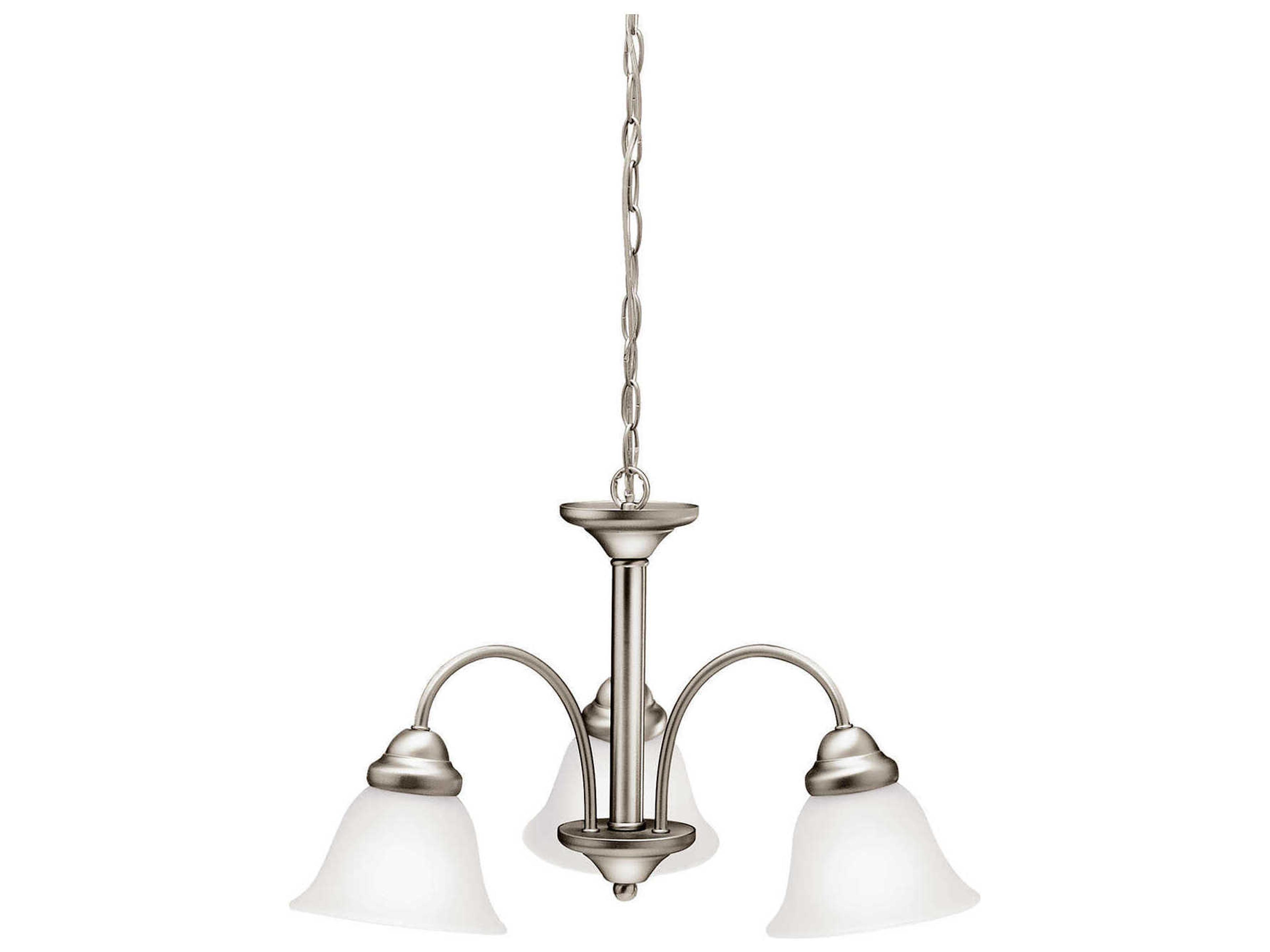 Wynberg 3-Light Brushed Nickel Glass Bell Chandelier