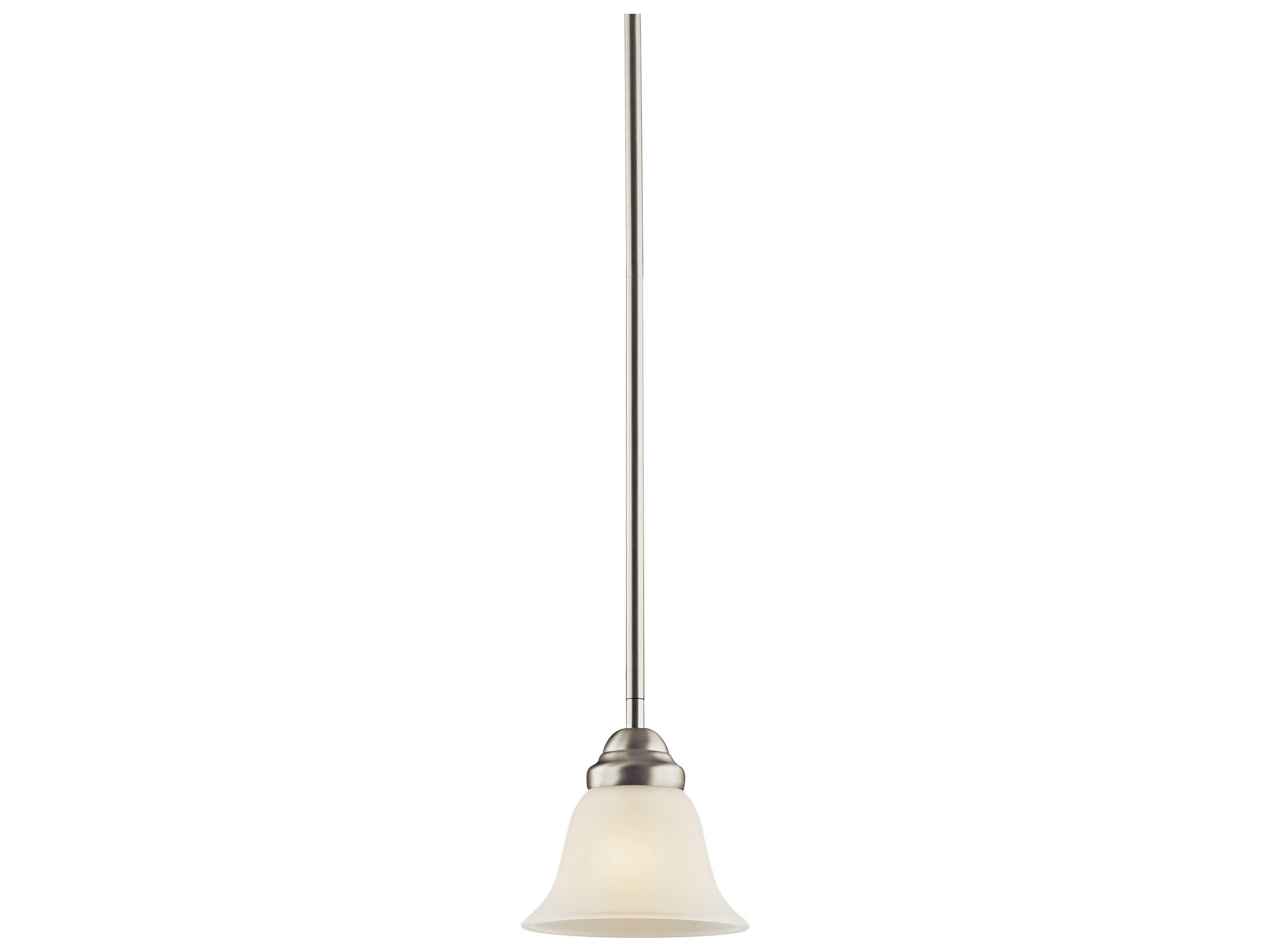 Wynberg 1-Light Brushed Nickel Glass Bell Mini Pendant