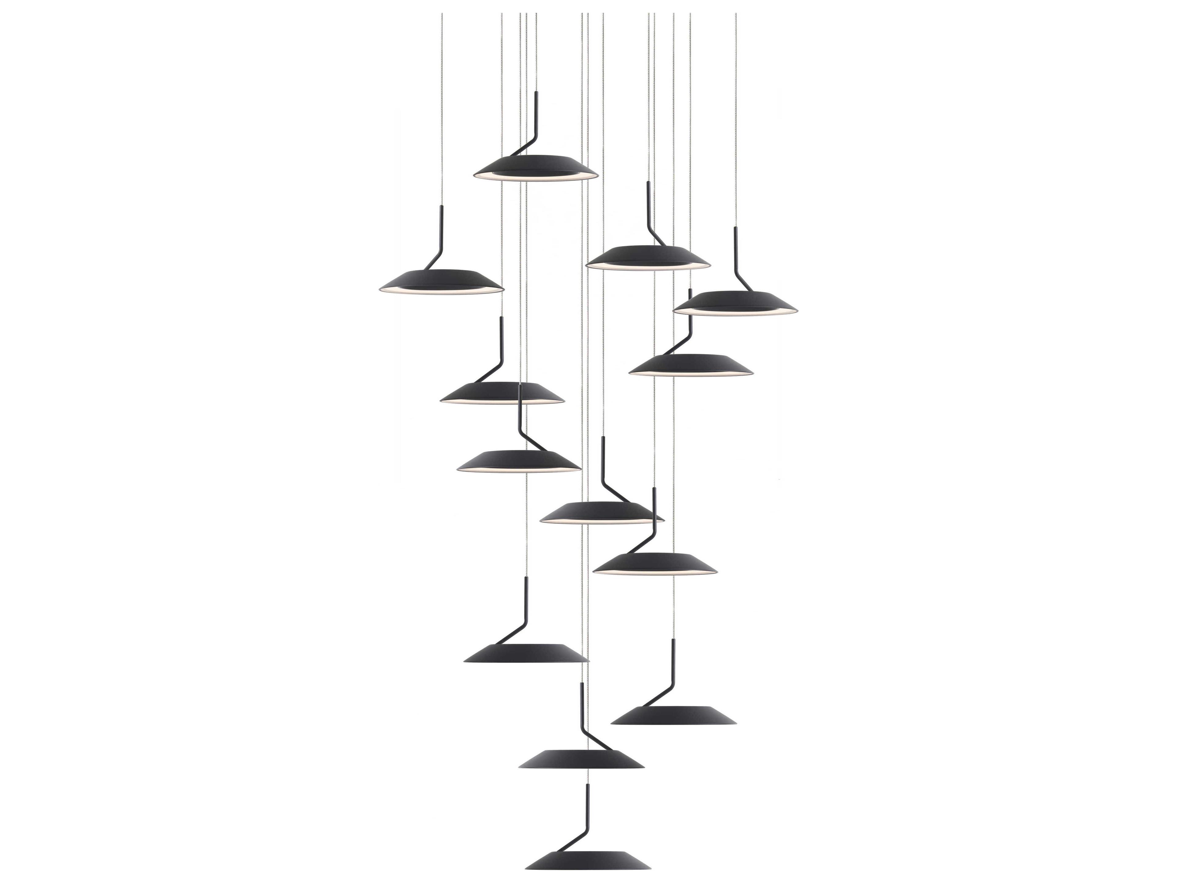 Royyo 13-Light Matte Black LED Round Pendant