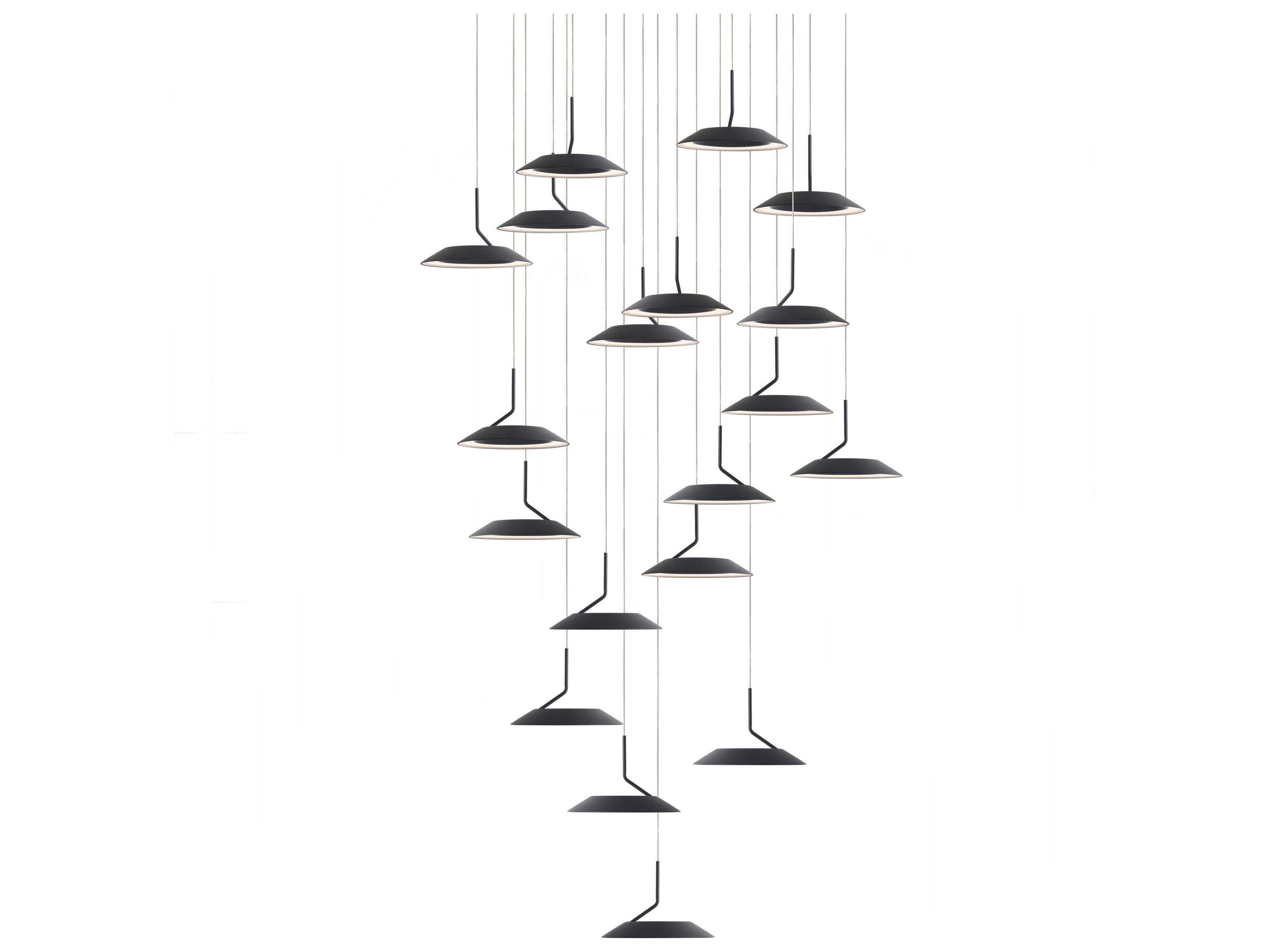 Royyo 19-Light Matte Black LED Round Pendant