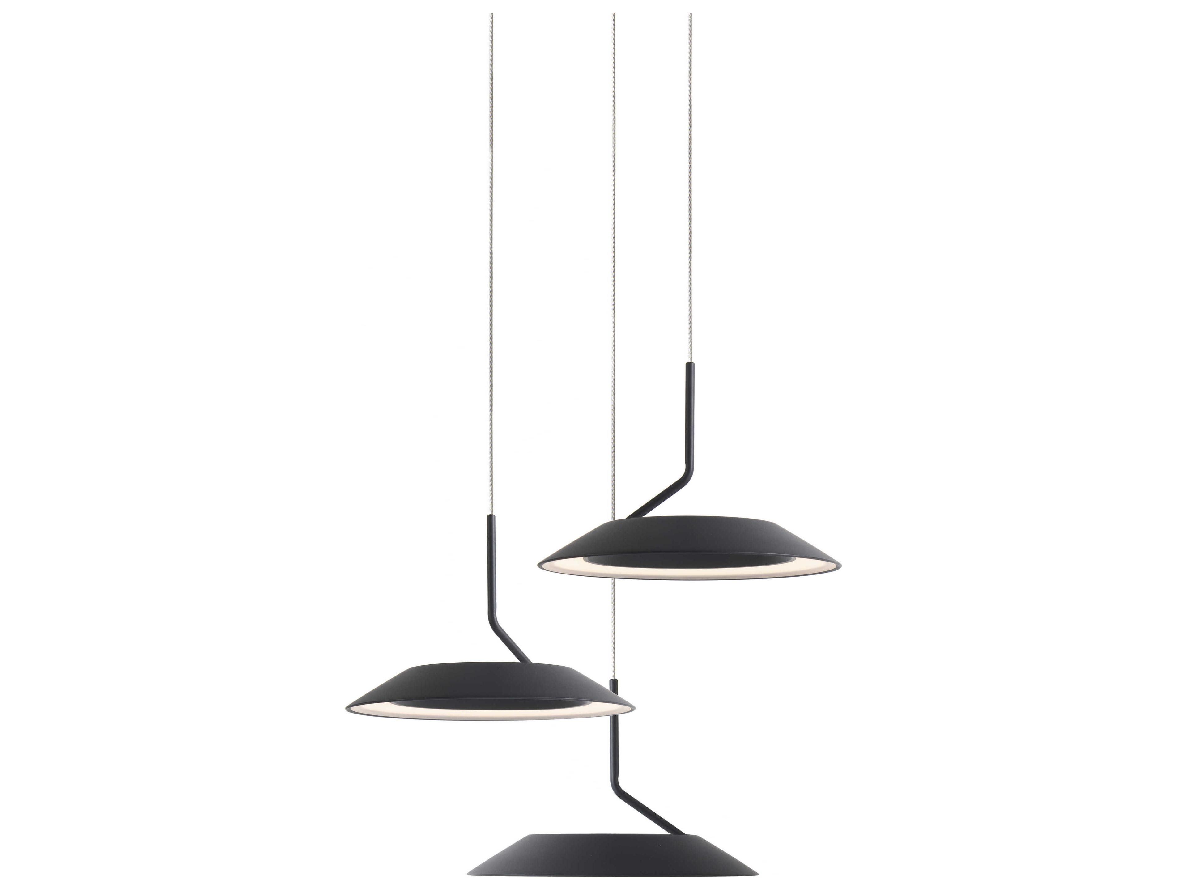 Royyo 3-Light Matte Black LED Round Pendant