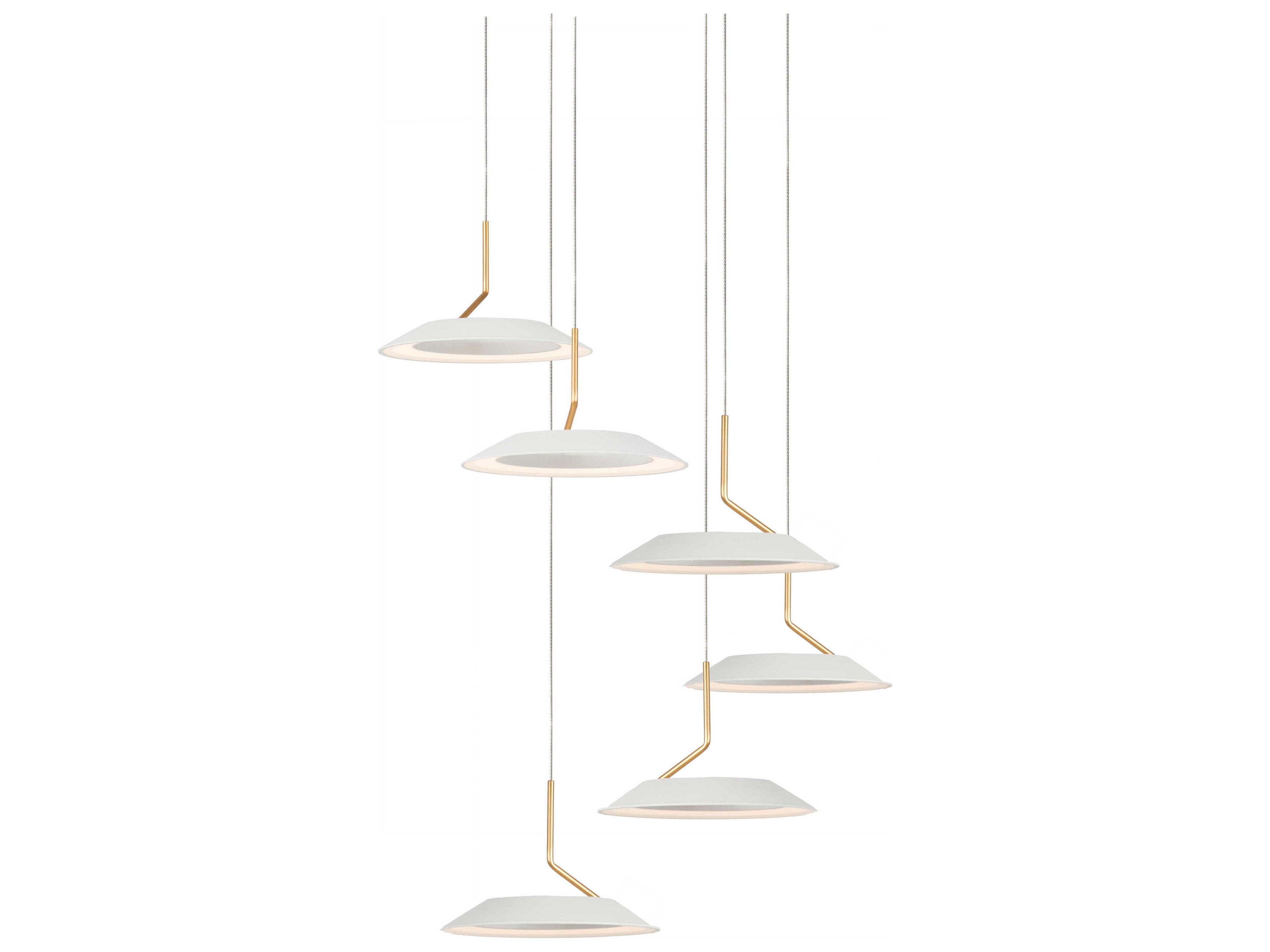 Royyo 6-Light Matte White Gold LED Round Pendant