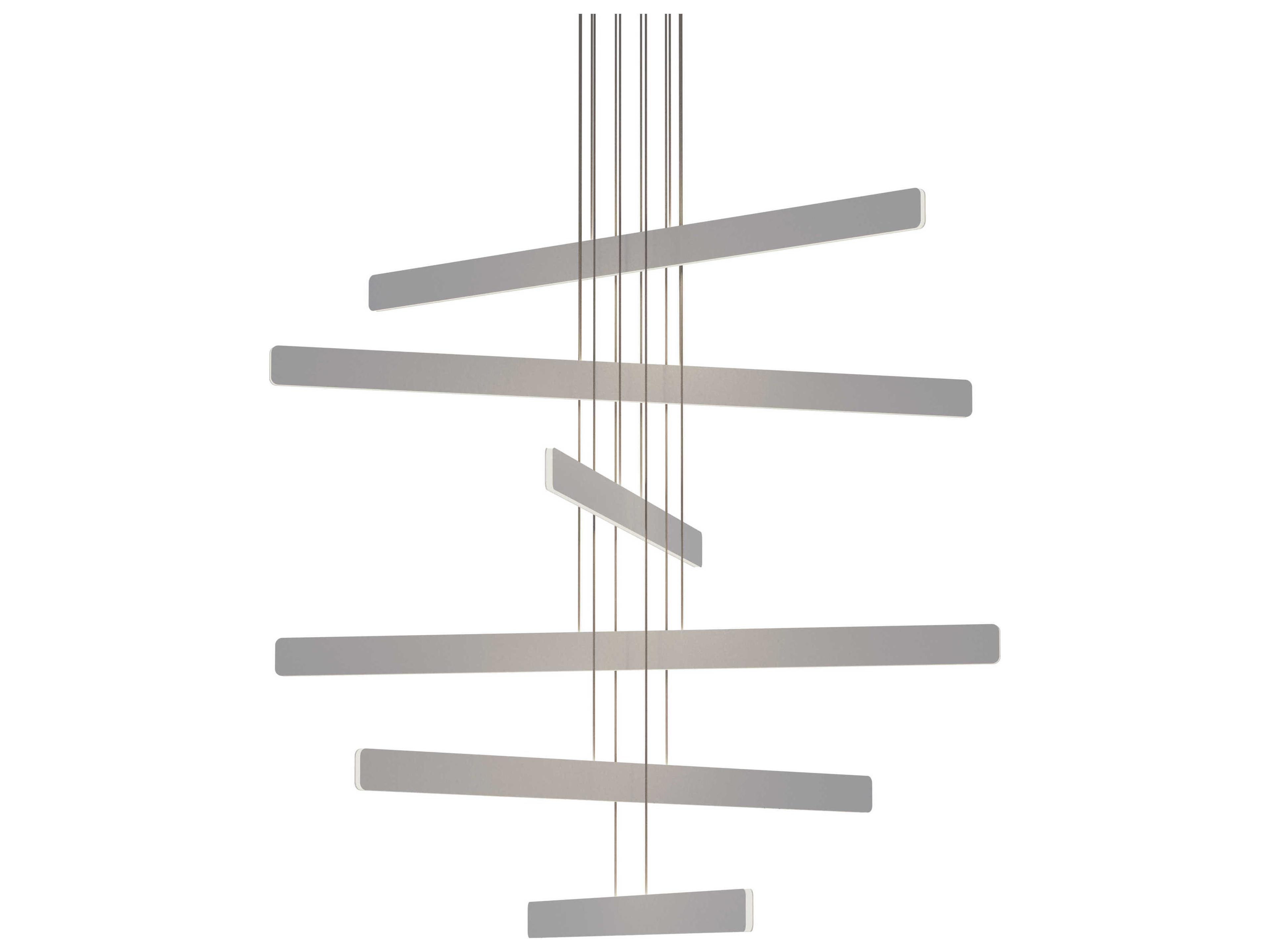 Sub 6-Light Silver LED Linear Tiered Island Pendant