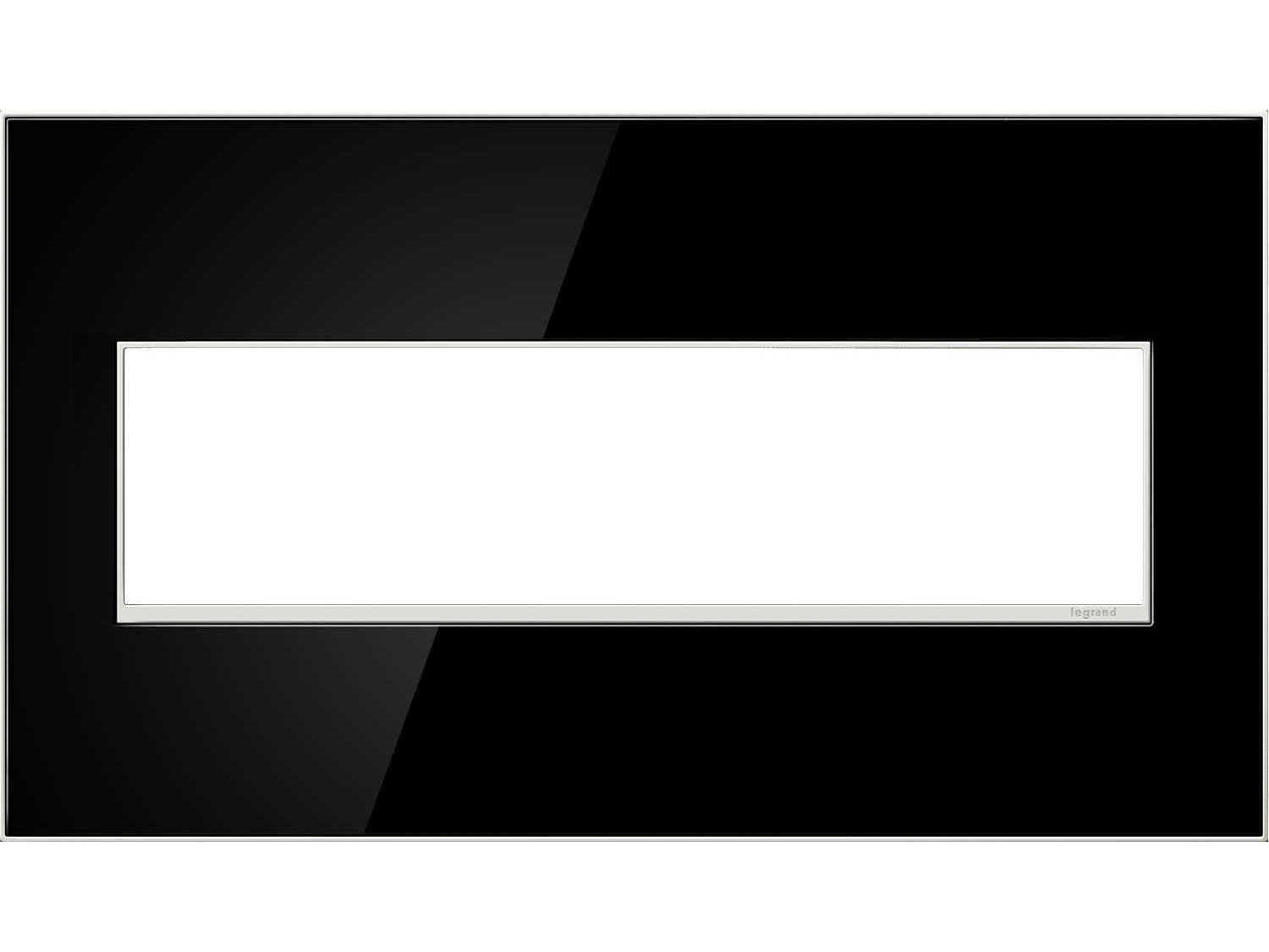 Legrand Real Materials Mirror Black Four-Gang Wall Plate