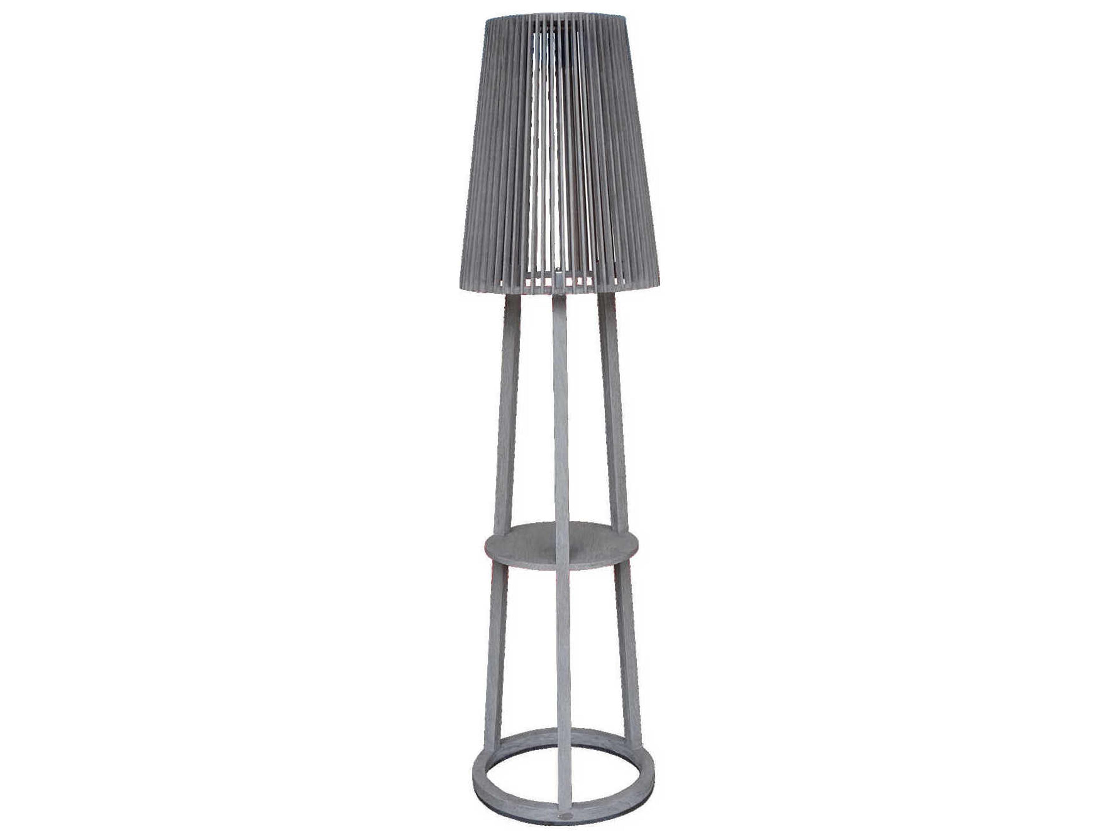 Palma Outdoor LED Floor Lamp Modern Weathered Teak