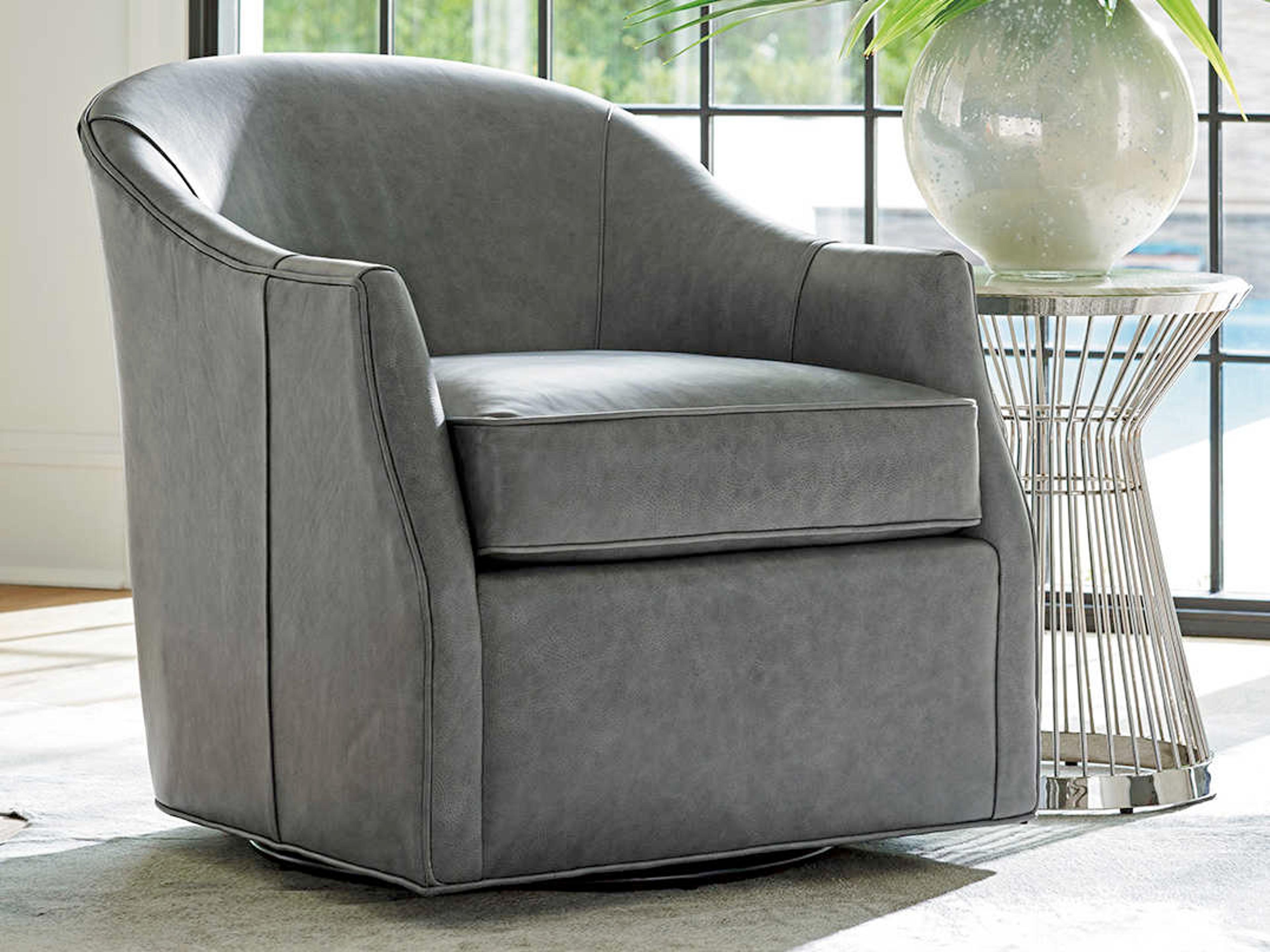 Lexington Ariana Swivel Gray Leather Accent Chair