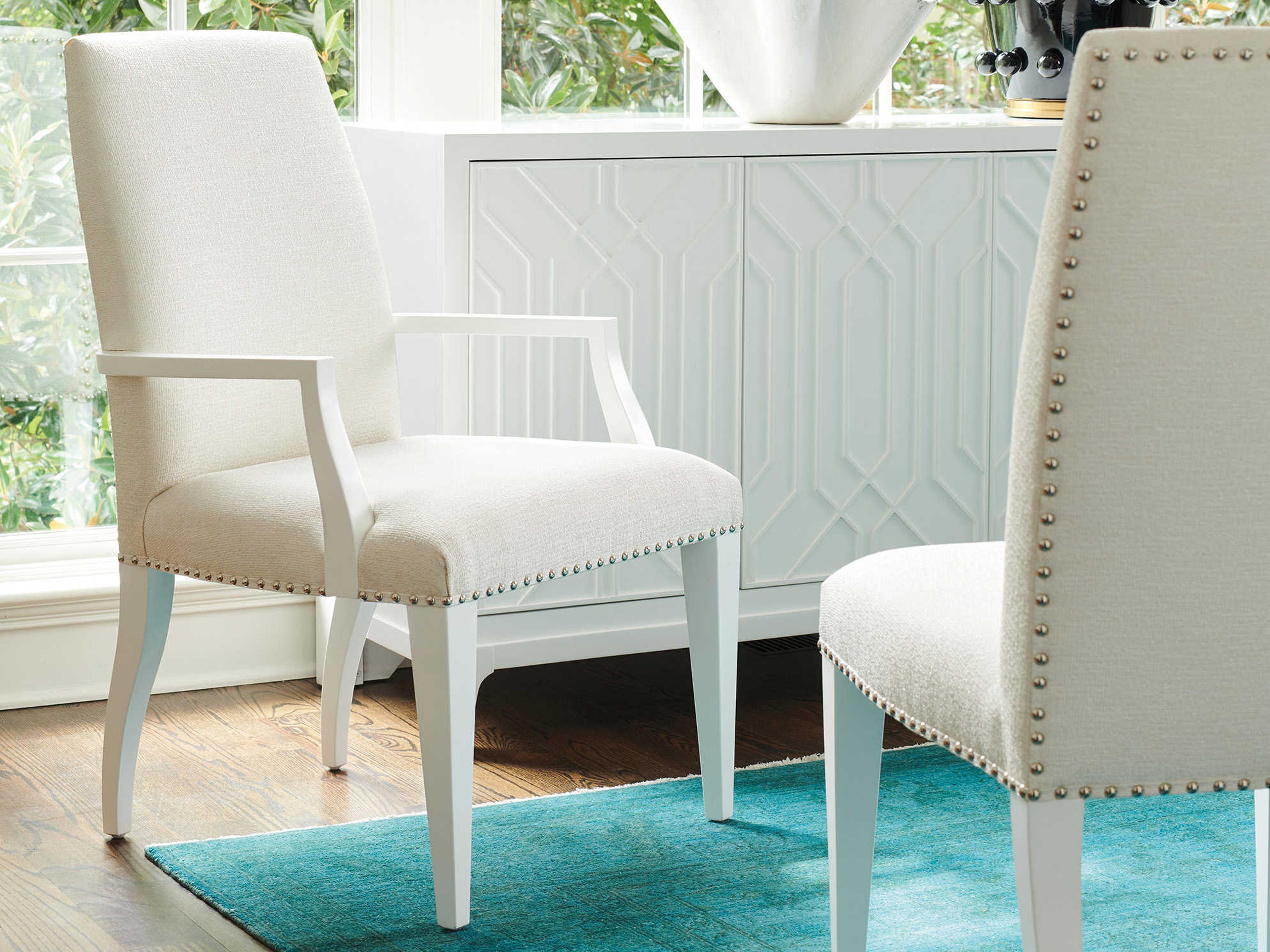 Lexington Avondale Maple Wood White Upholstered Arm Dining Chair