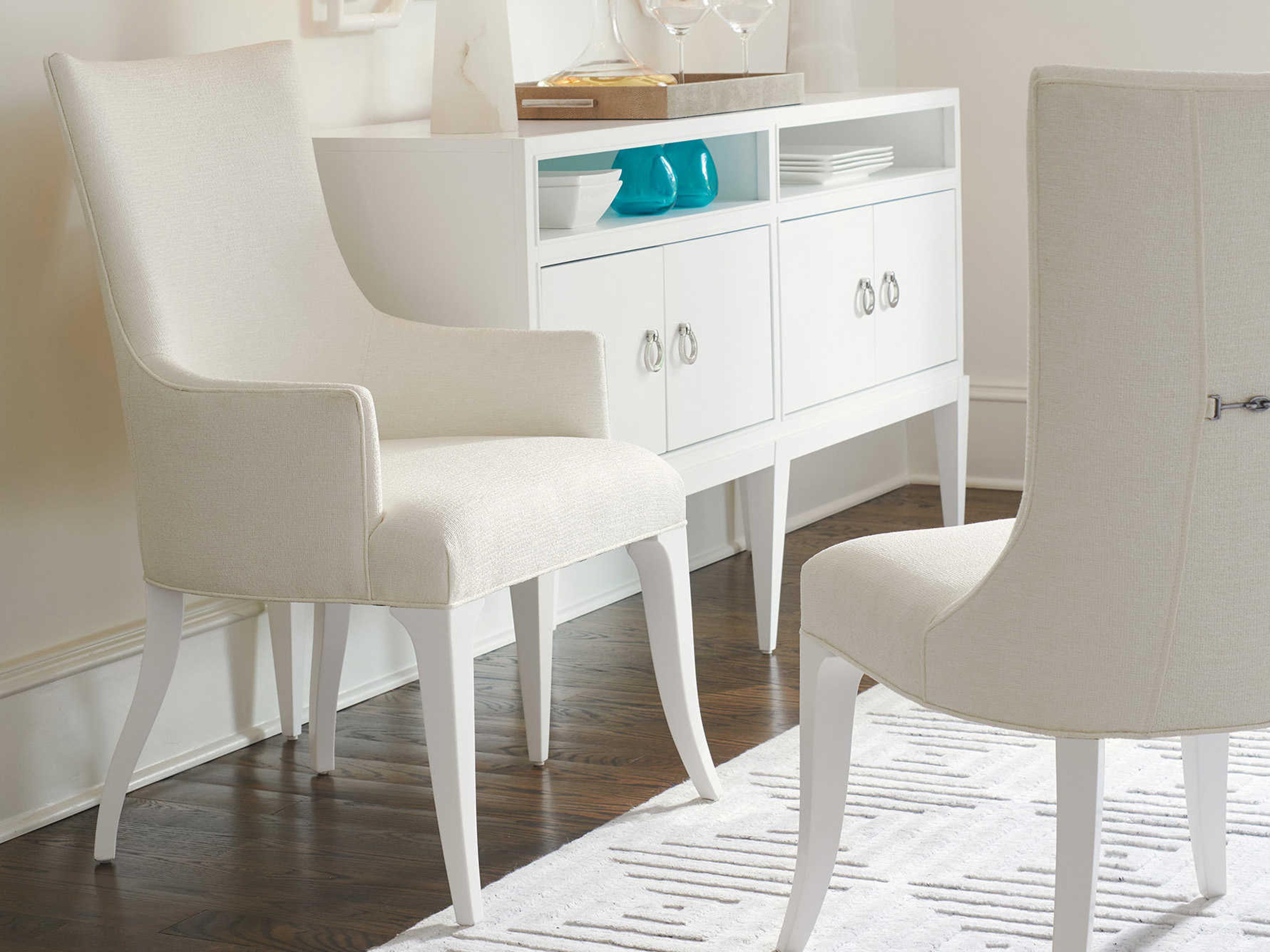 Lexington Avondale Maple Wood White Upholstered Arm Dining Chair