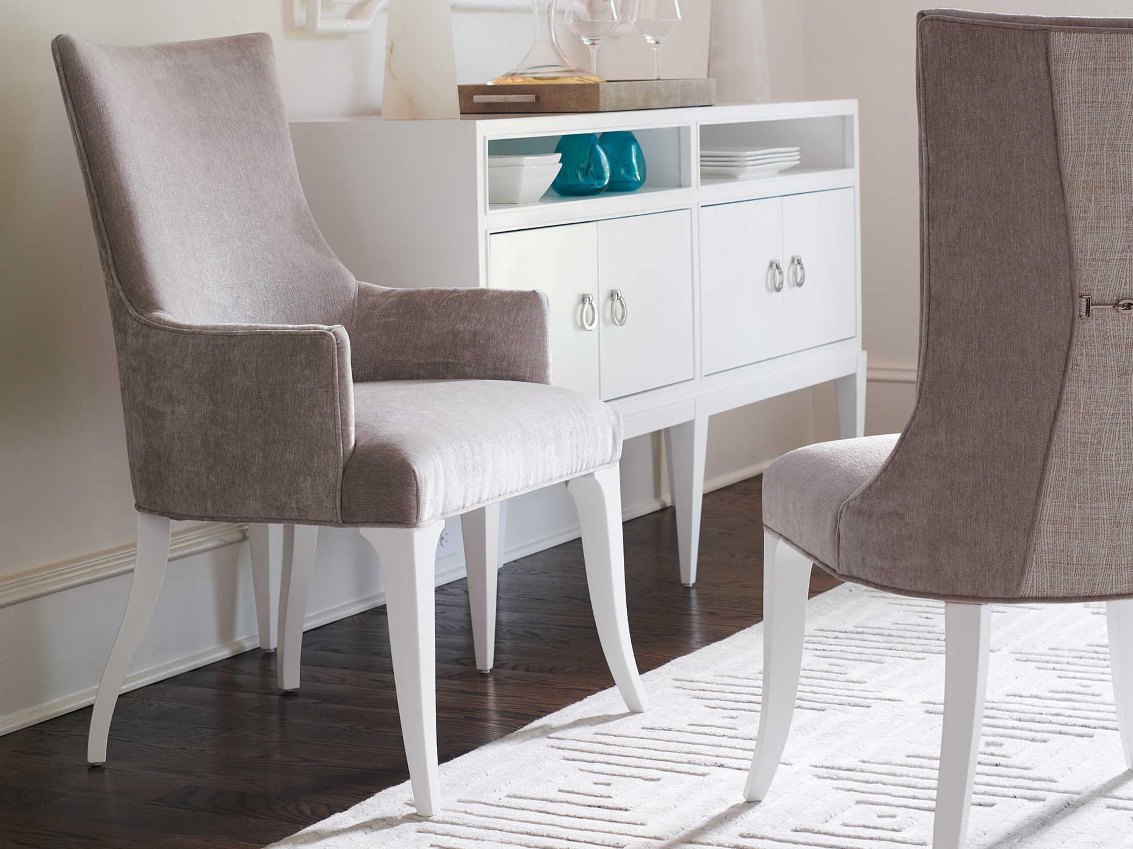 Lexington Avondale Maple Wood Beige Upholstered Arm Dining Chair