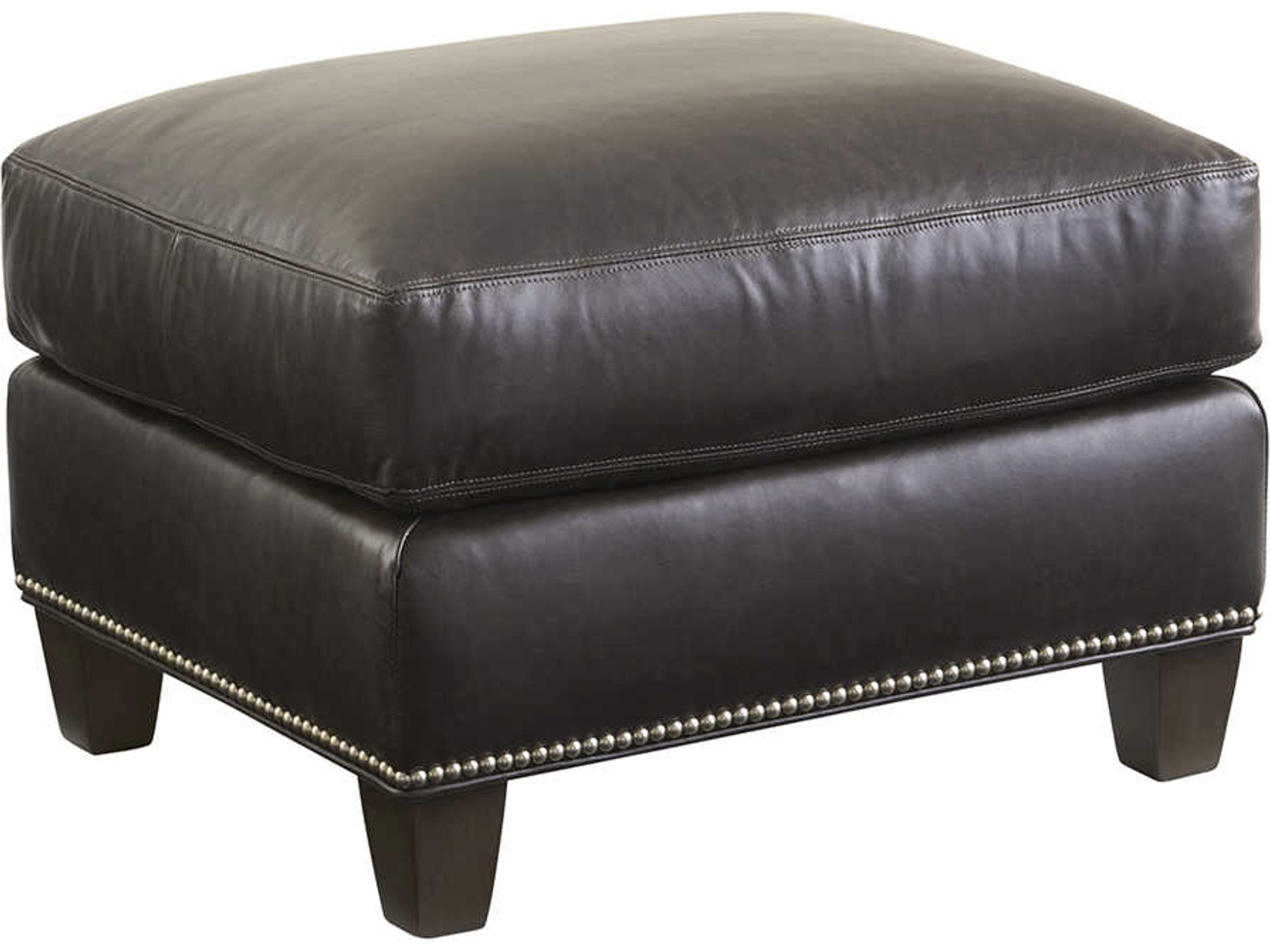 Carrera Misty Gray Brown Leather Ottoman