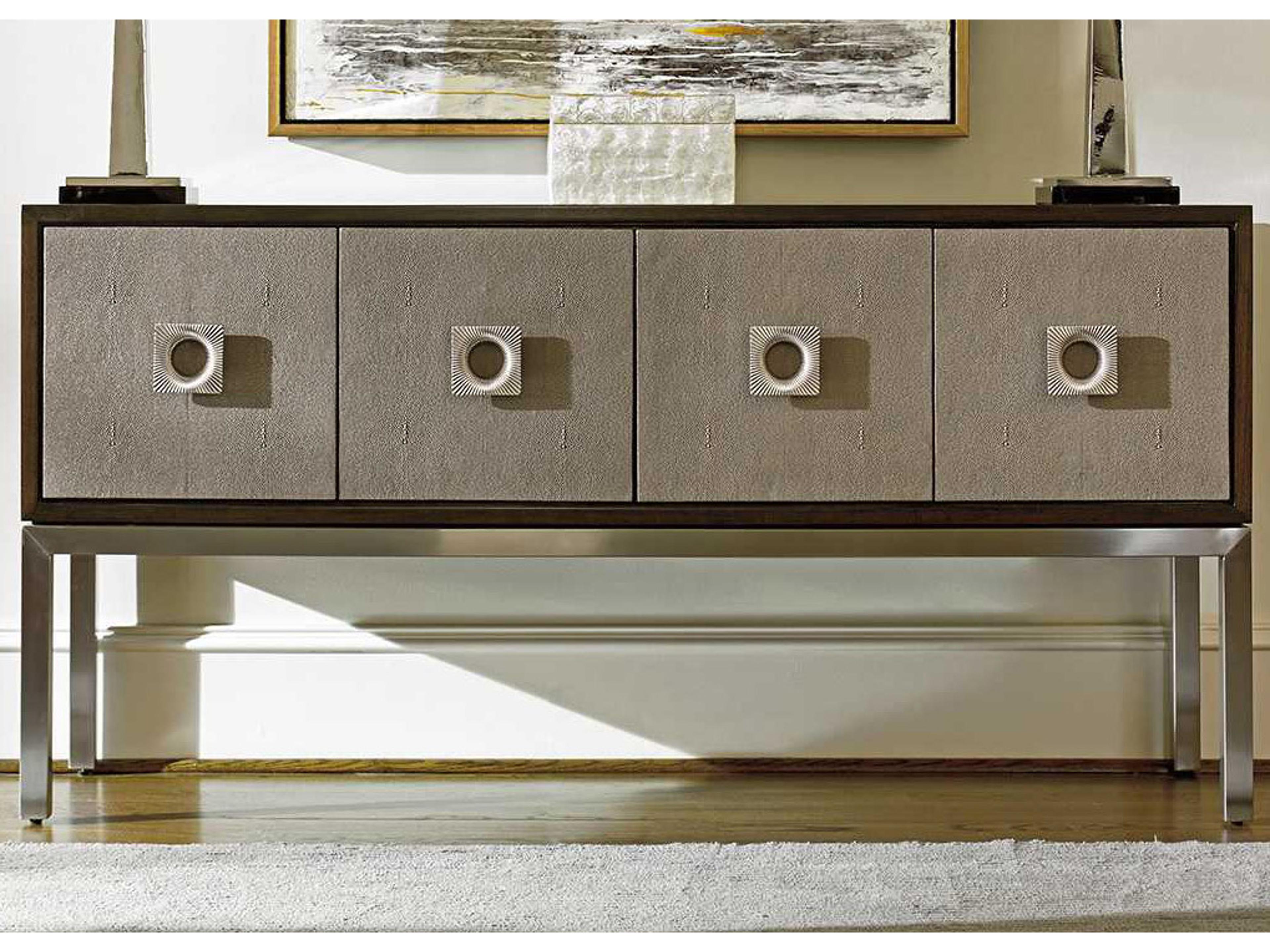 Lexington Macarthur Park 68" Walnut Wood With Taupe Faux Leather Sideboard