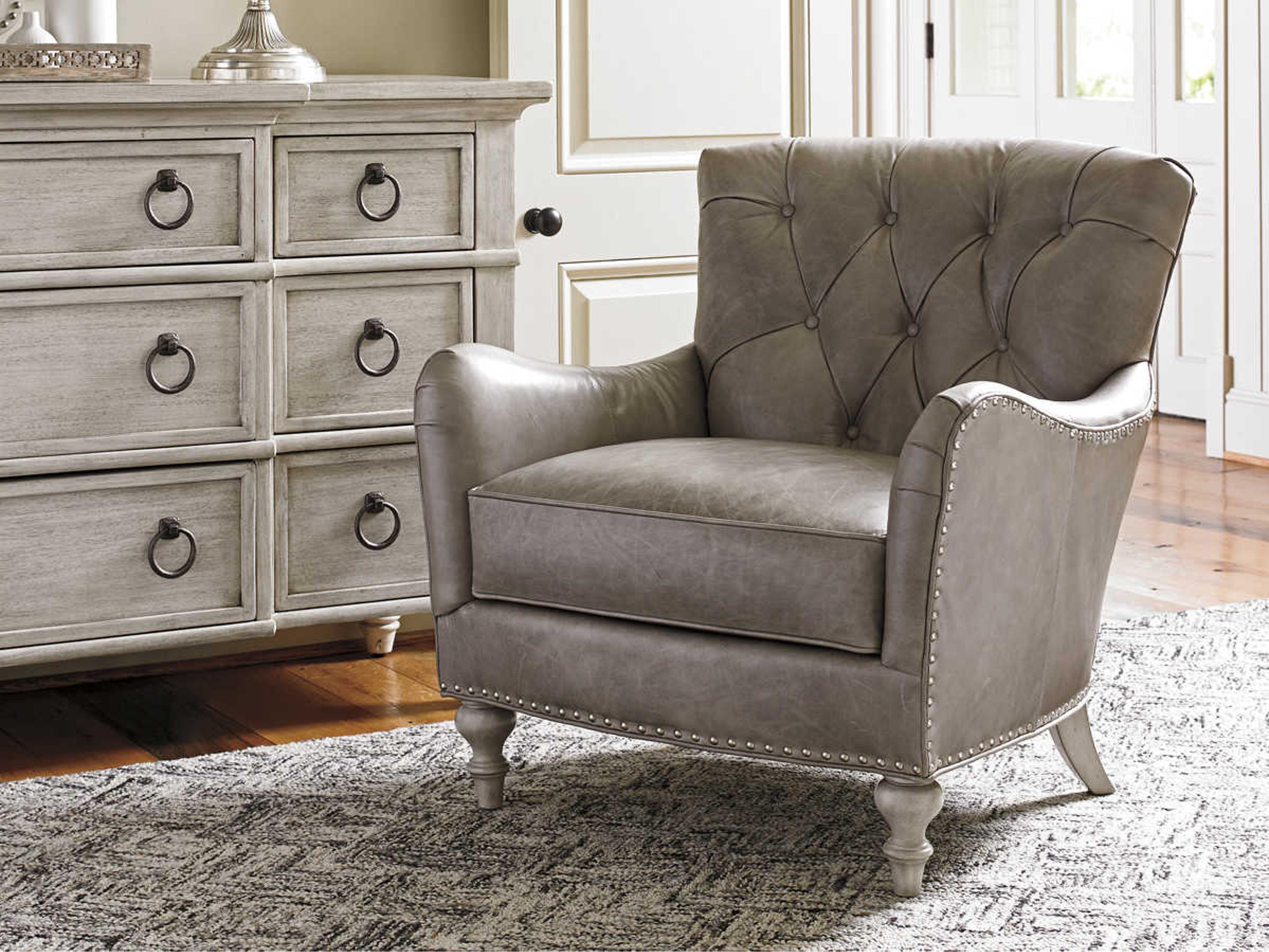 Lexington Oyster Bay Gray Leather Accent Chair