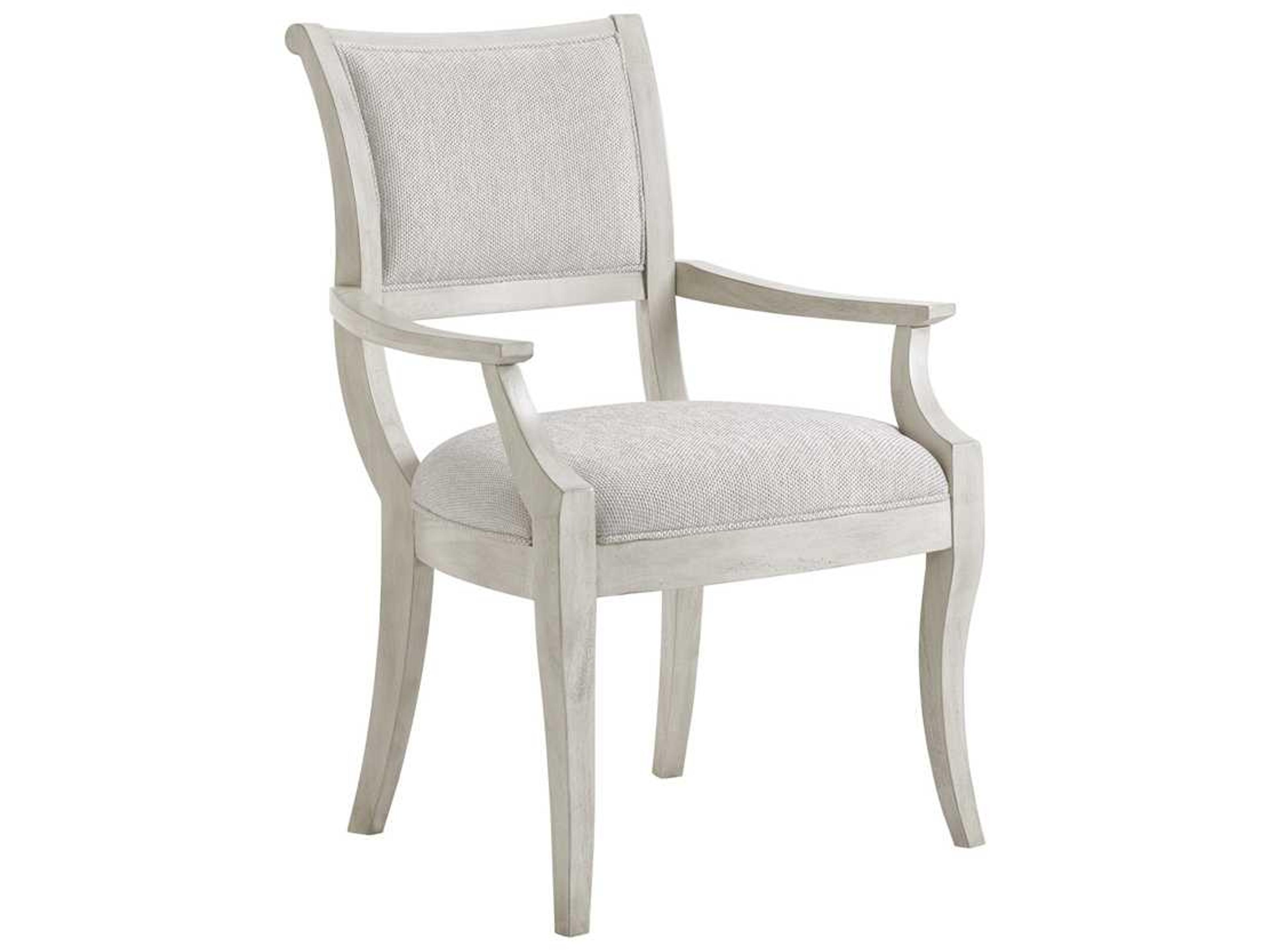 Oyster Bay Solid Wood Gray Upholstered Arm Dining Chair