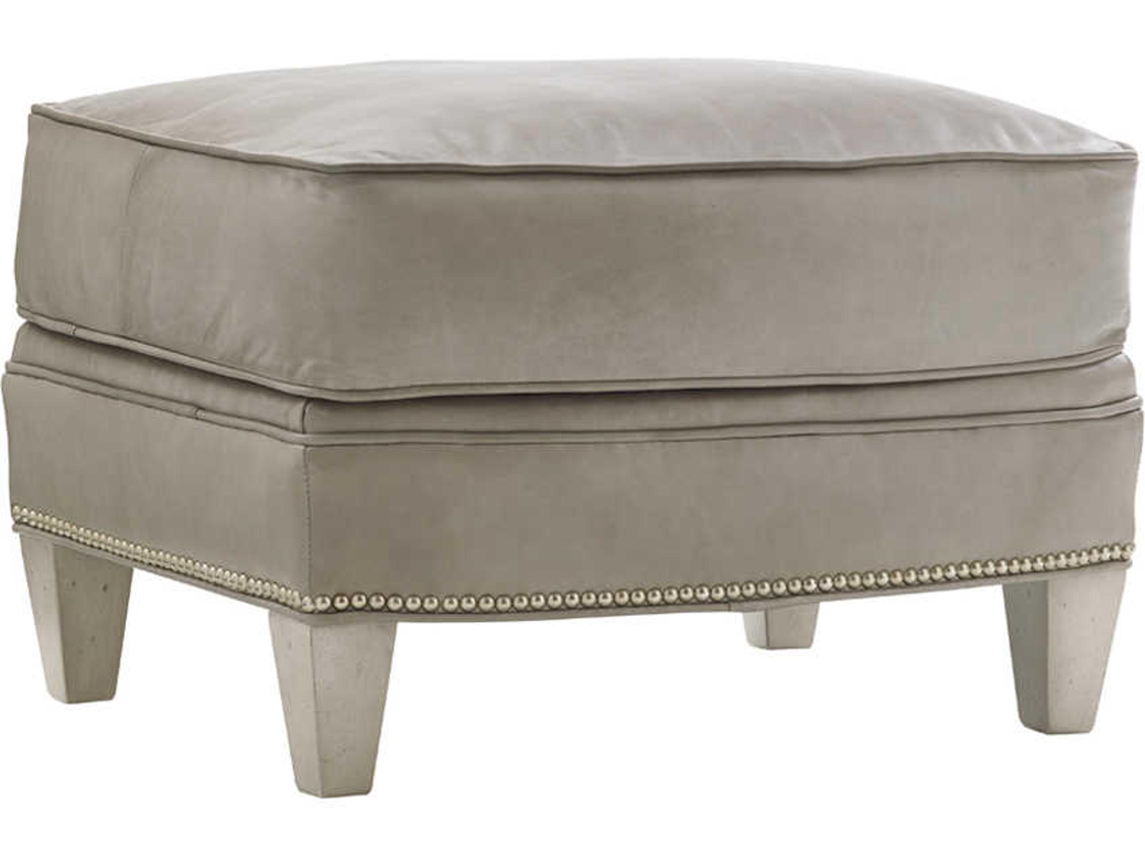 Oyster Bay Millstone Gray Leather Ottoman