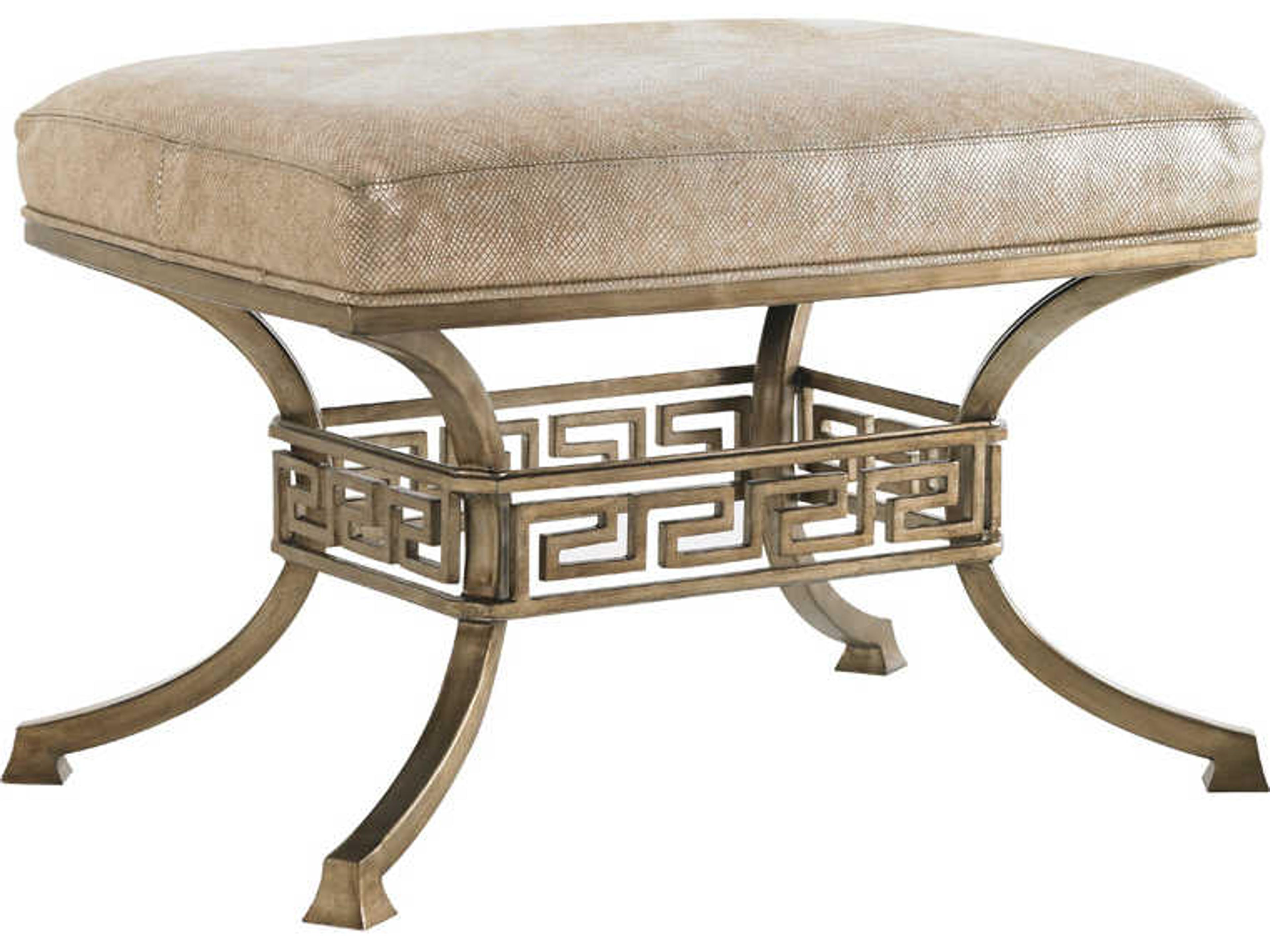 Tower Place Gold Upholstered Ottoman