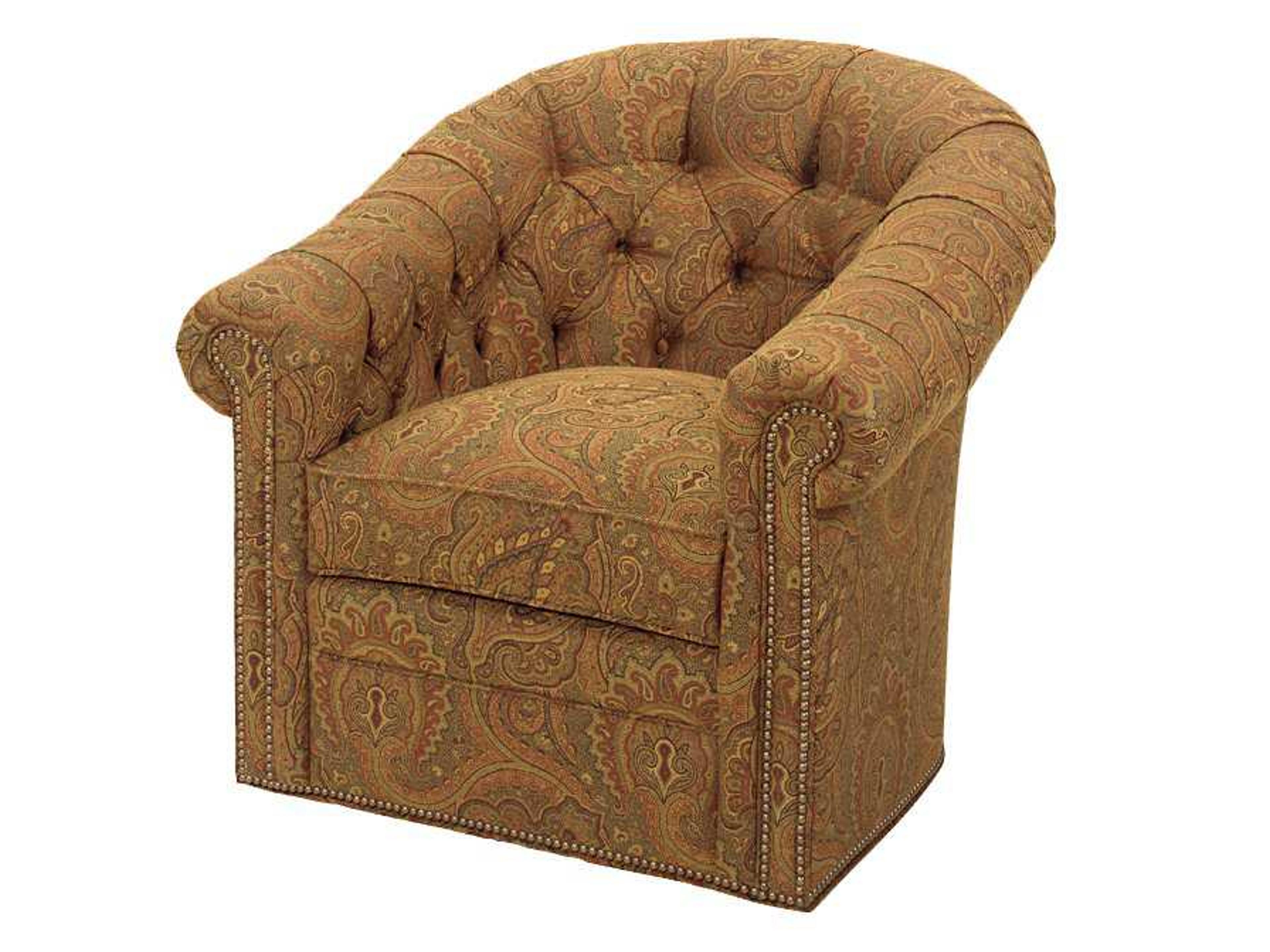 Lexington Upholstery Swivel Fabric Tufted Accent Chair