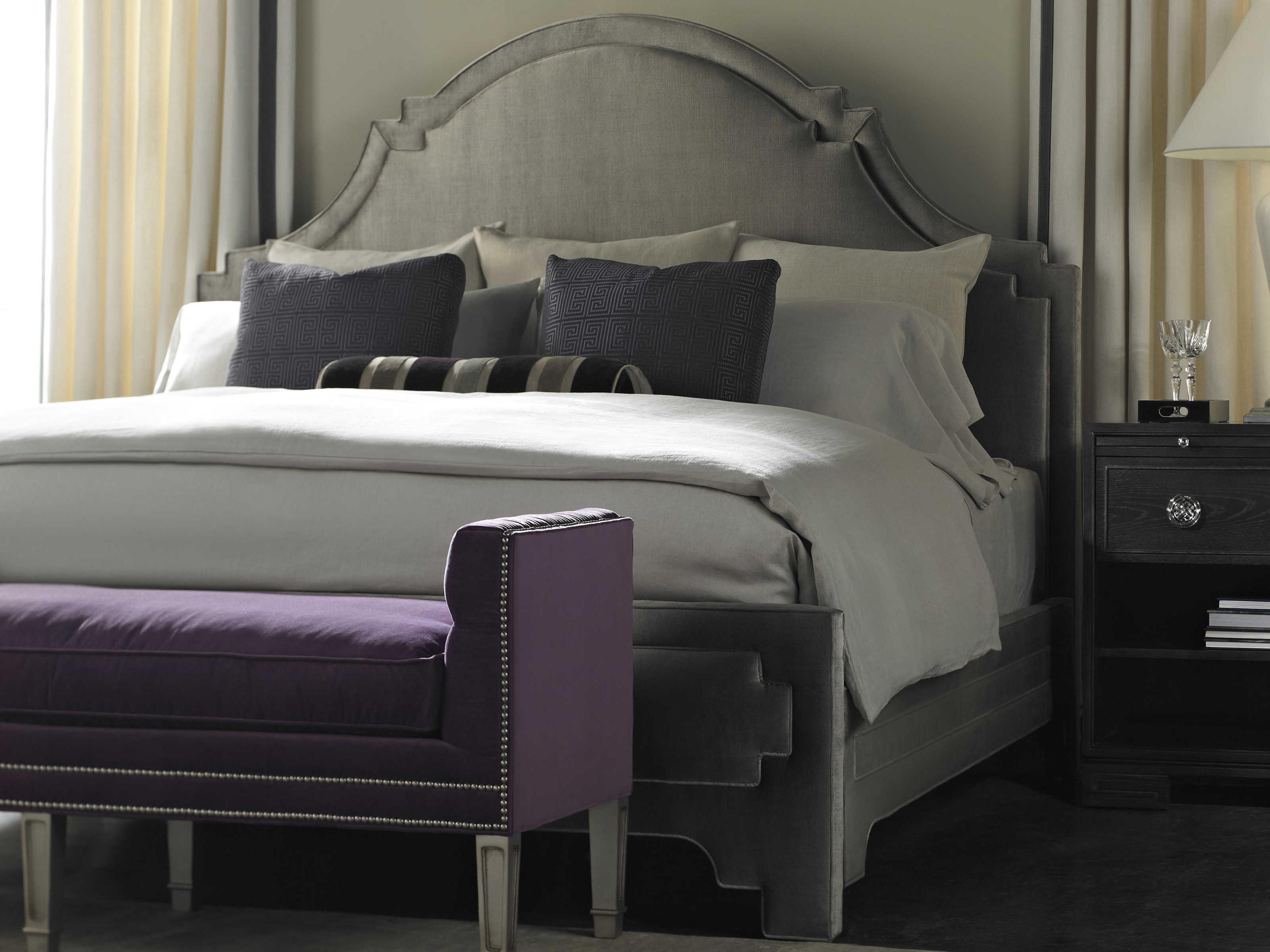 Lillian August Upholstery Bella Elkins Taupe Gray Upholstered Queen Platform Bed