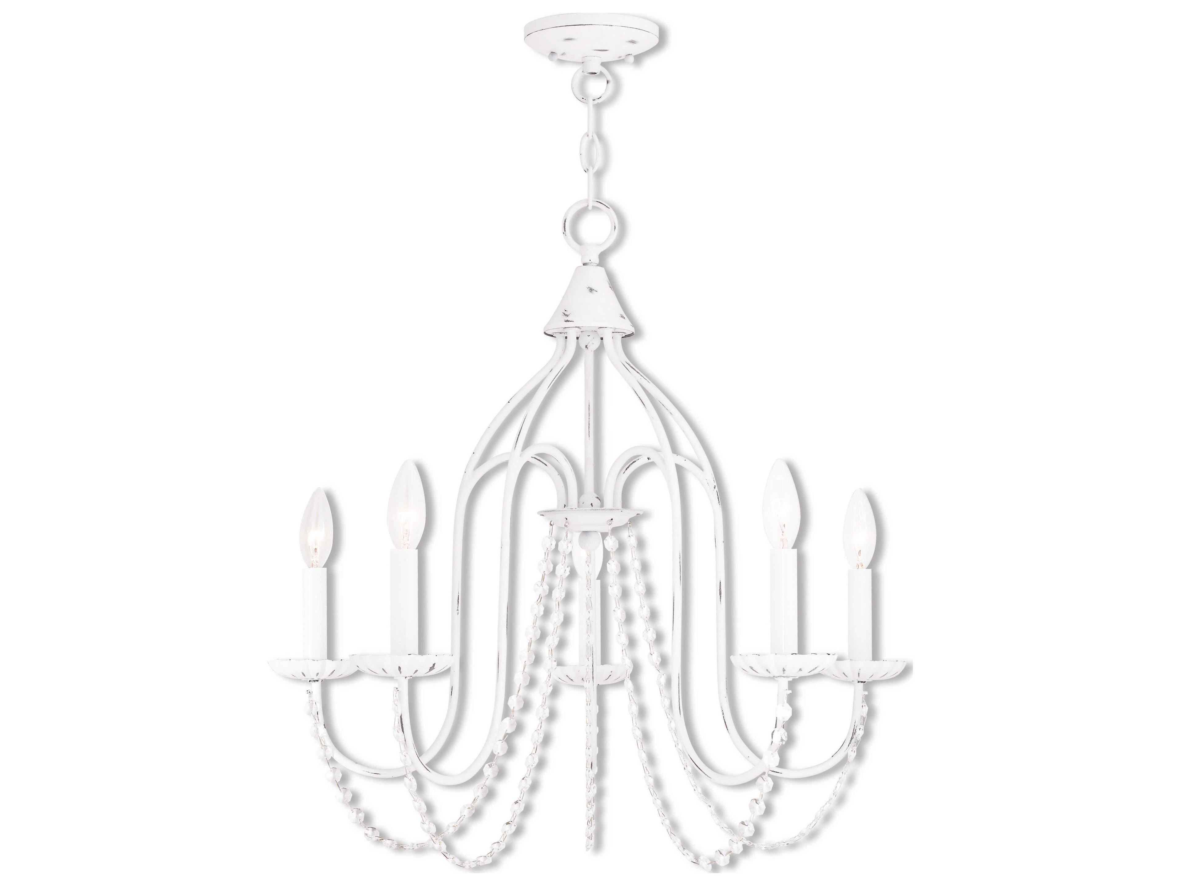 Alessia 5-Light Antique White Crystal Candelabra Chandelier