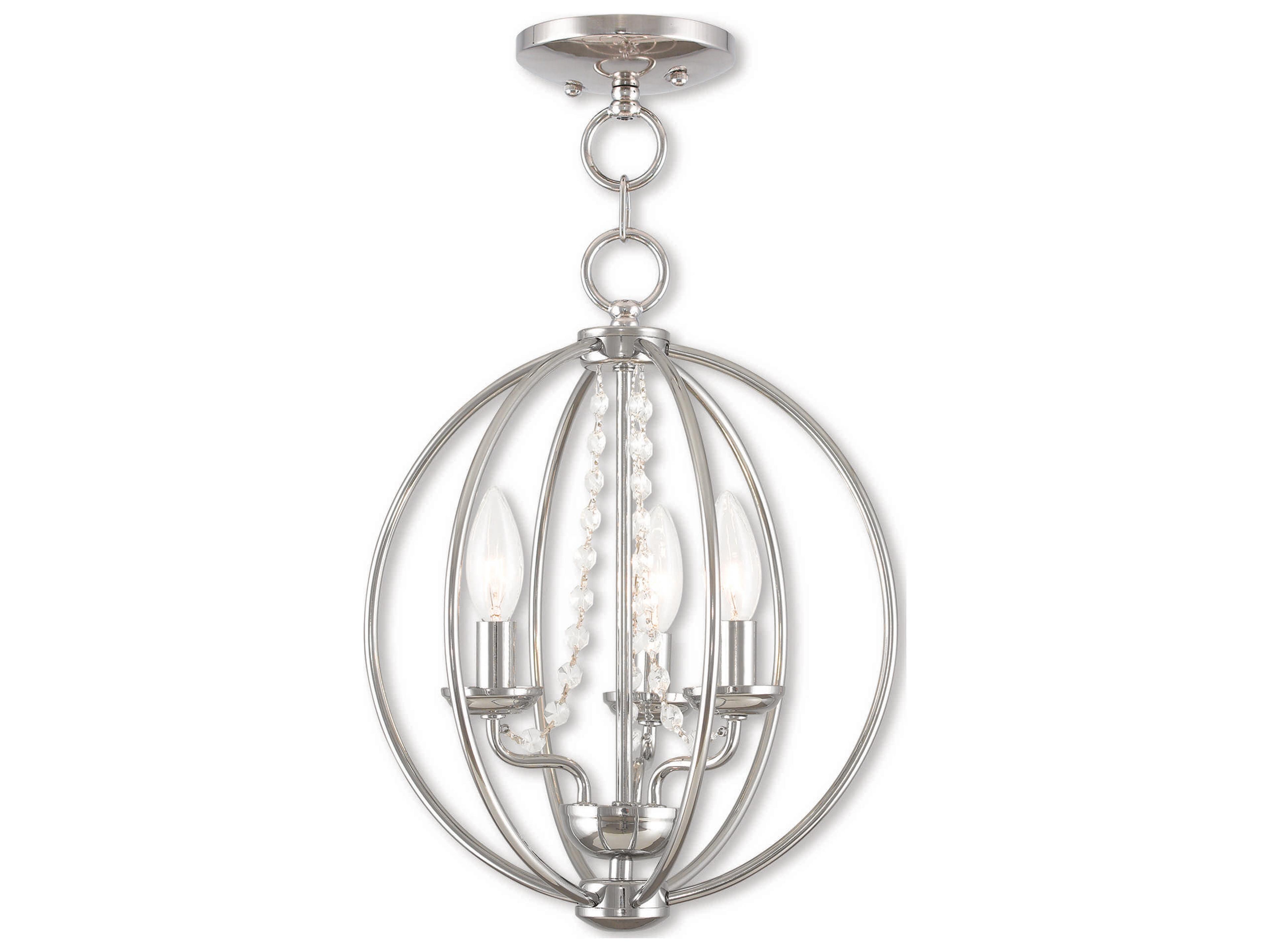 Arabella 3-Light Polished Chrome Crystal Candelabra Round Chandelier