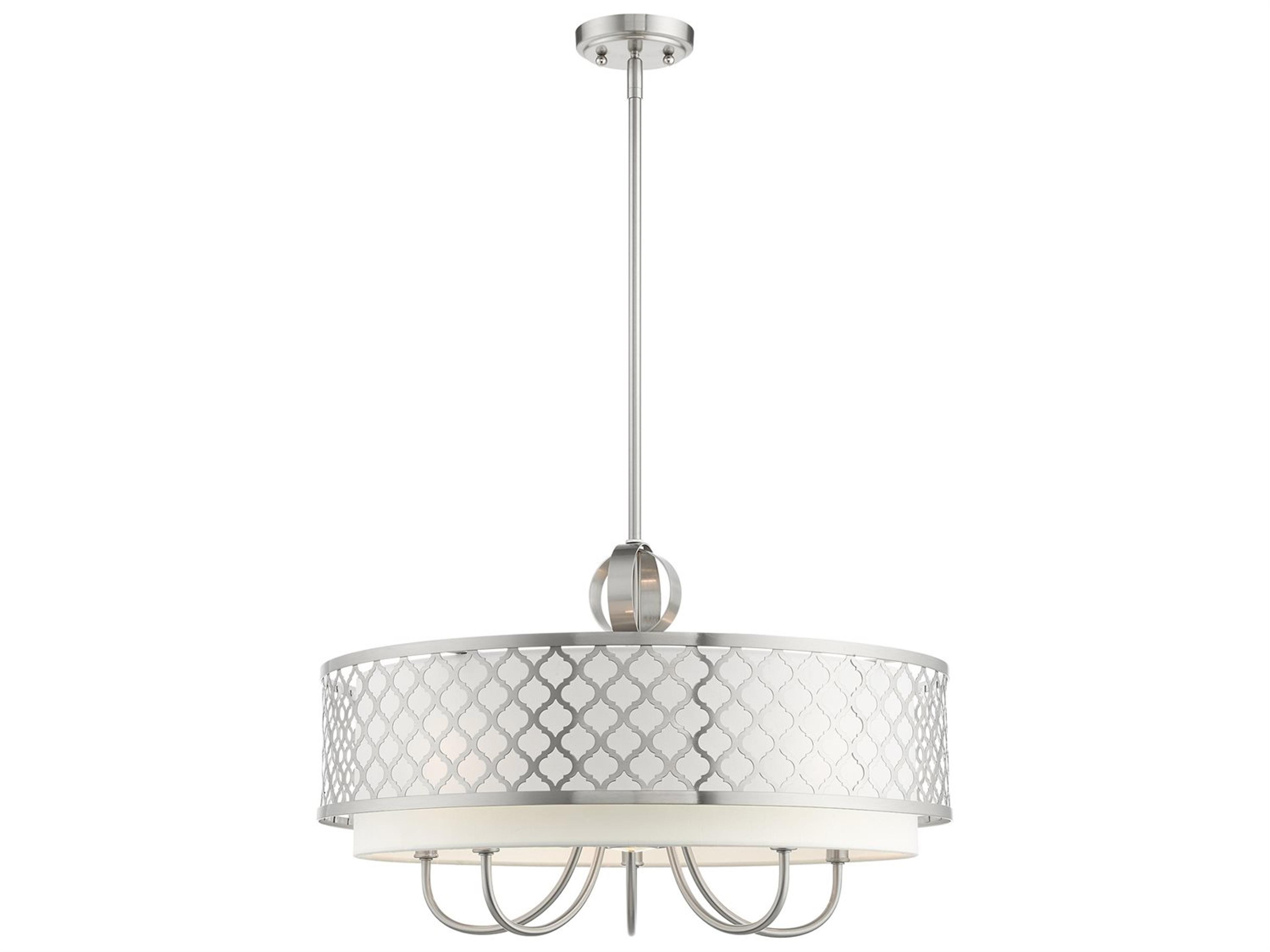 Arabesque 6-Light Brushed Nickel Drum Round Chandelier