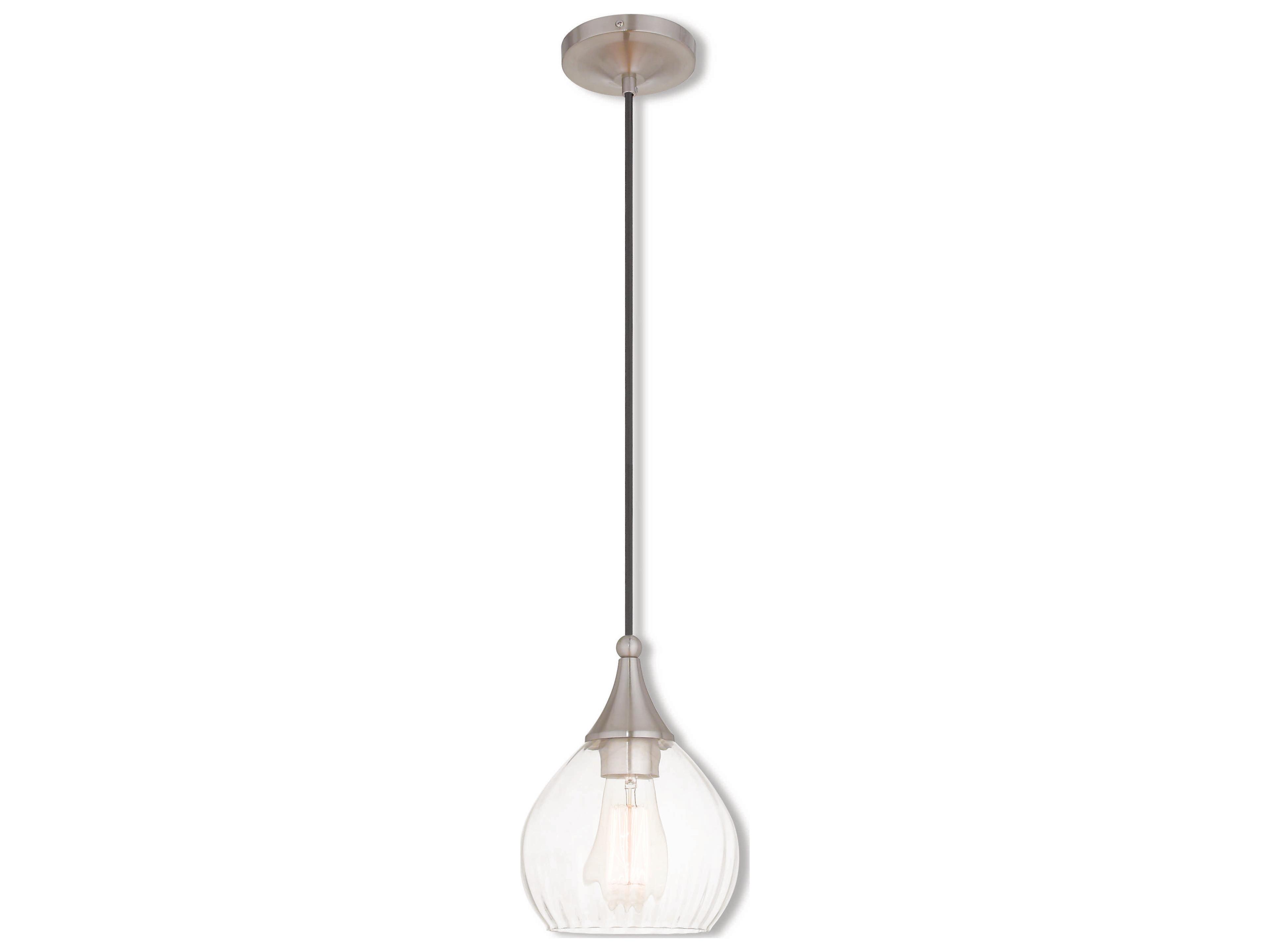 Art Glass 1-Light Brushed Nickel Bell Mini Pendant