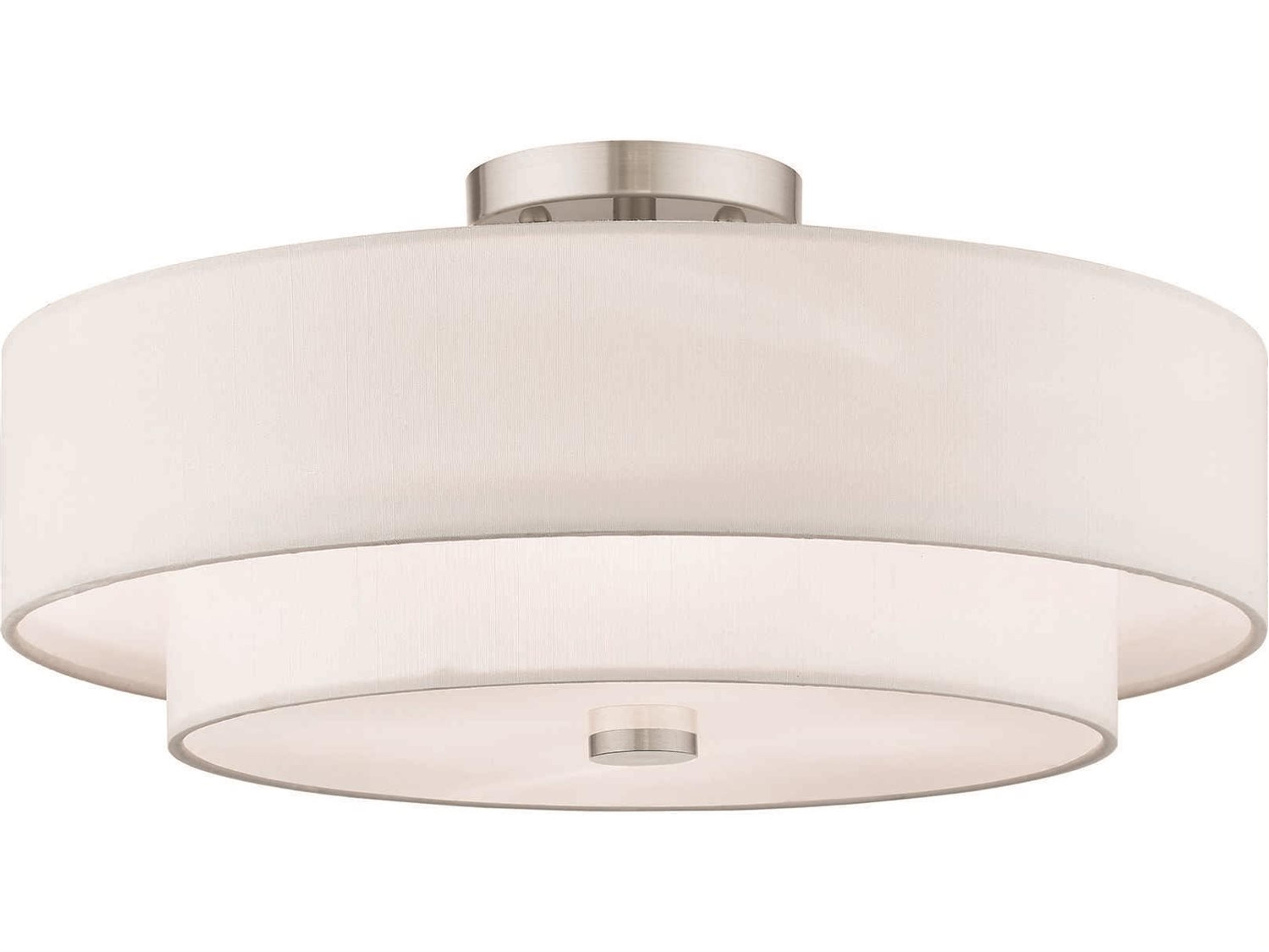 Claremont 4-Light Brushed Nickel Cylinder Round Semi Flush Mount