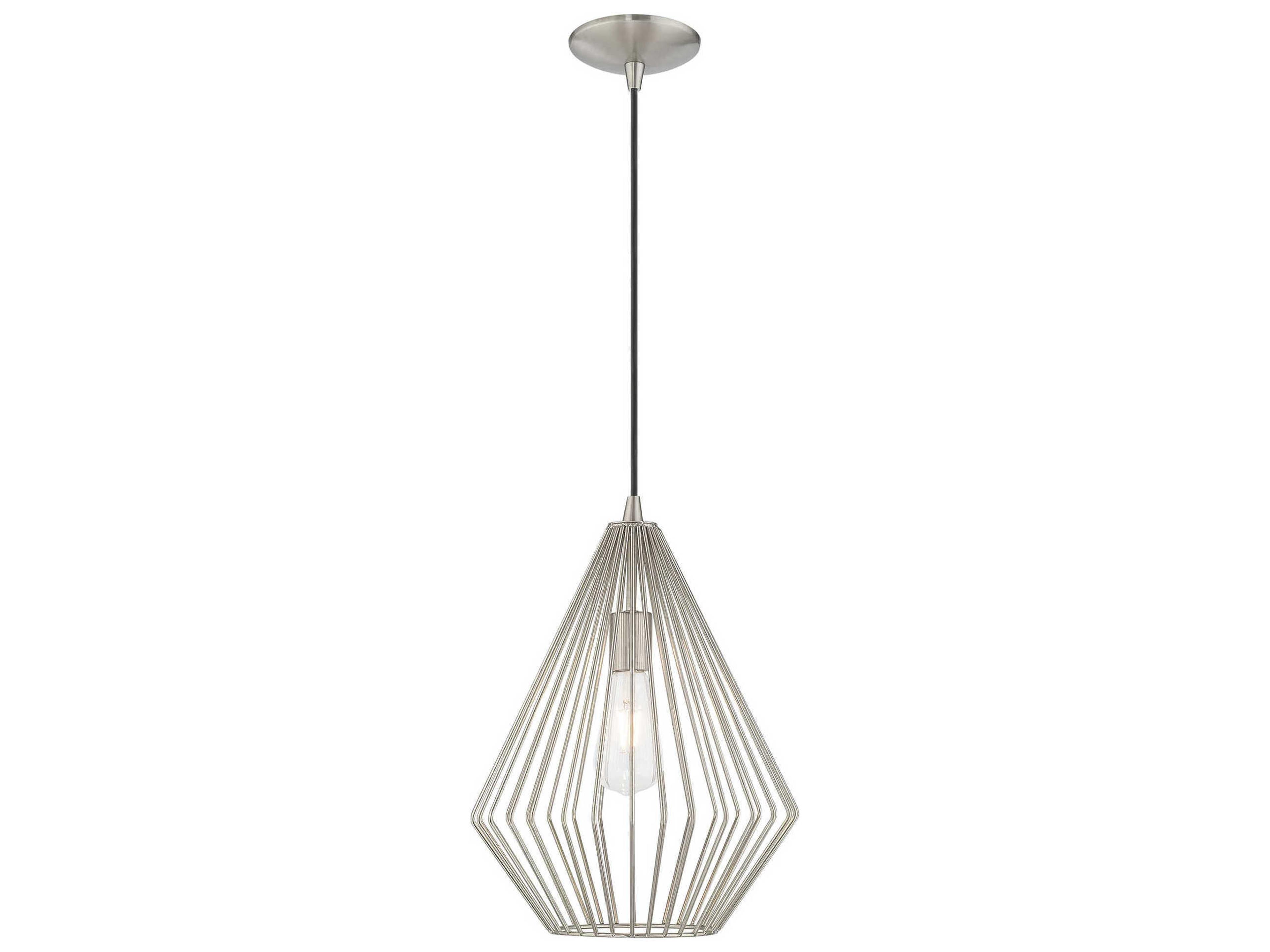 Geometric 1-Light Brushed Nickel Mini Pendant