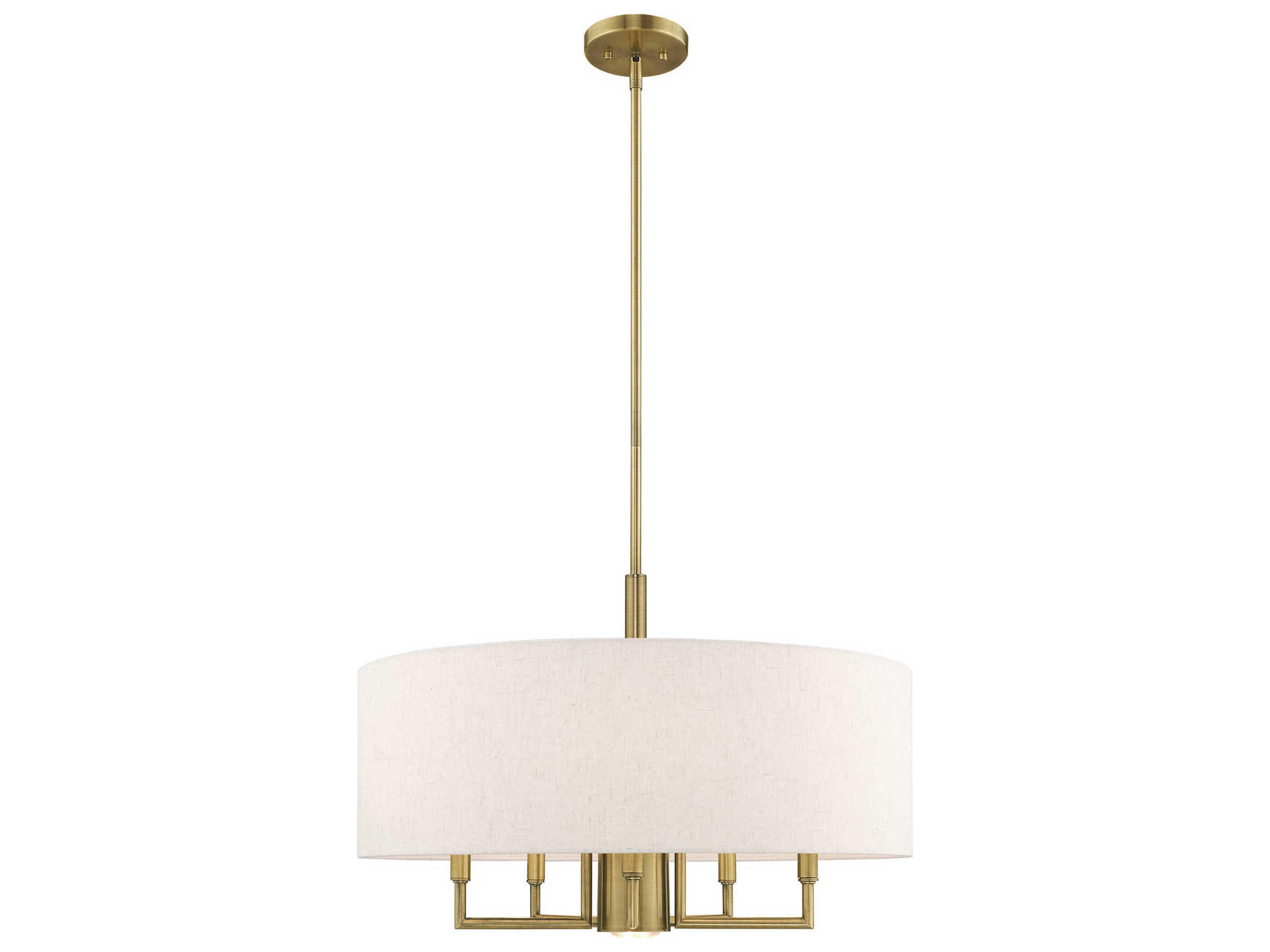 Meridian 5-Light Antique Brass Candelabra Drum Round Chandelier