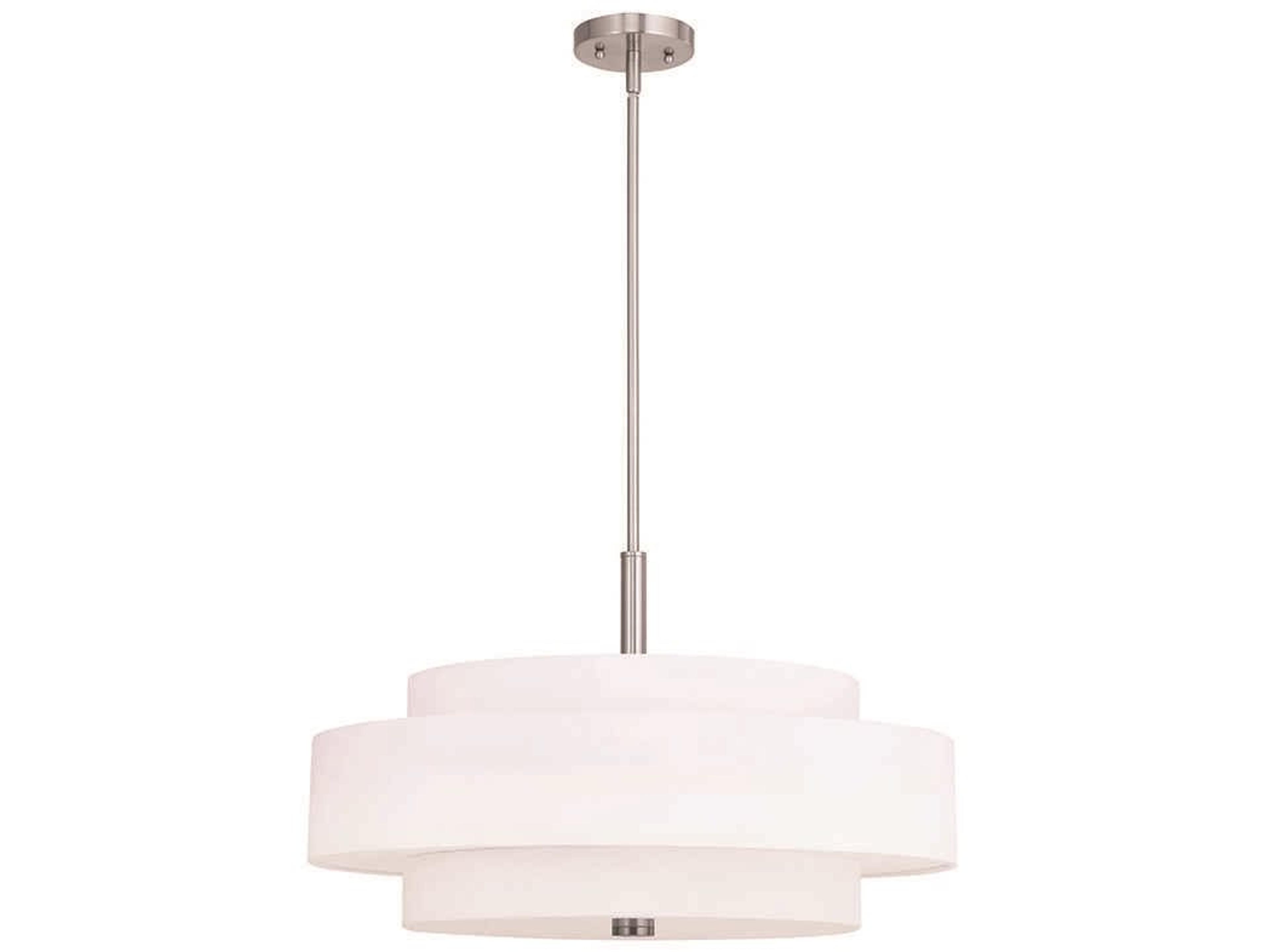 Meridian 5-Light Brushed Nickel Cylinder Drum Pendant