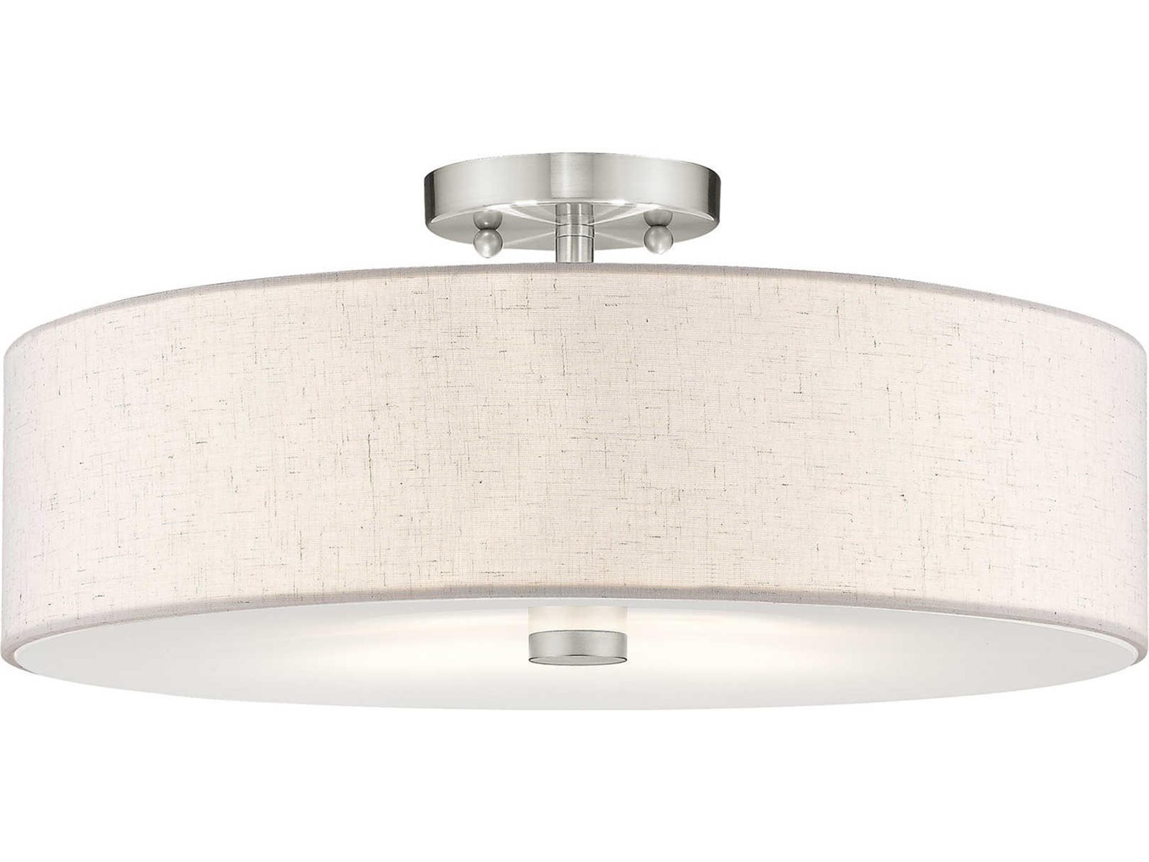 Meridian 4-Light Brushed Nickel Drum Round Semi Flush Mount
