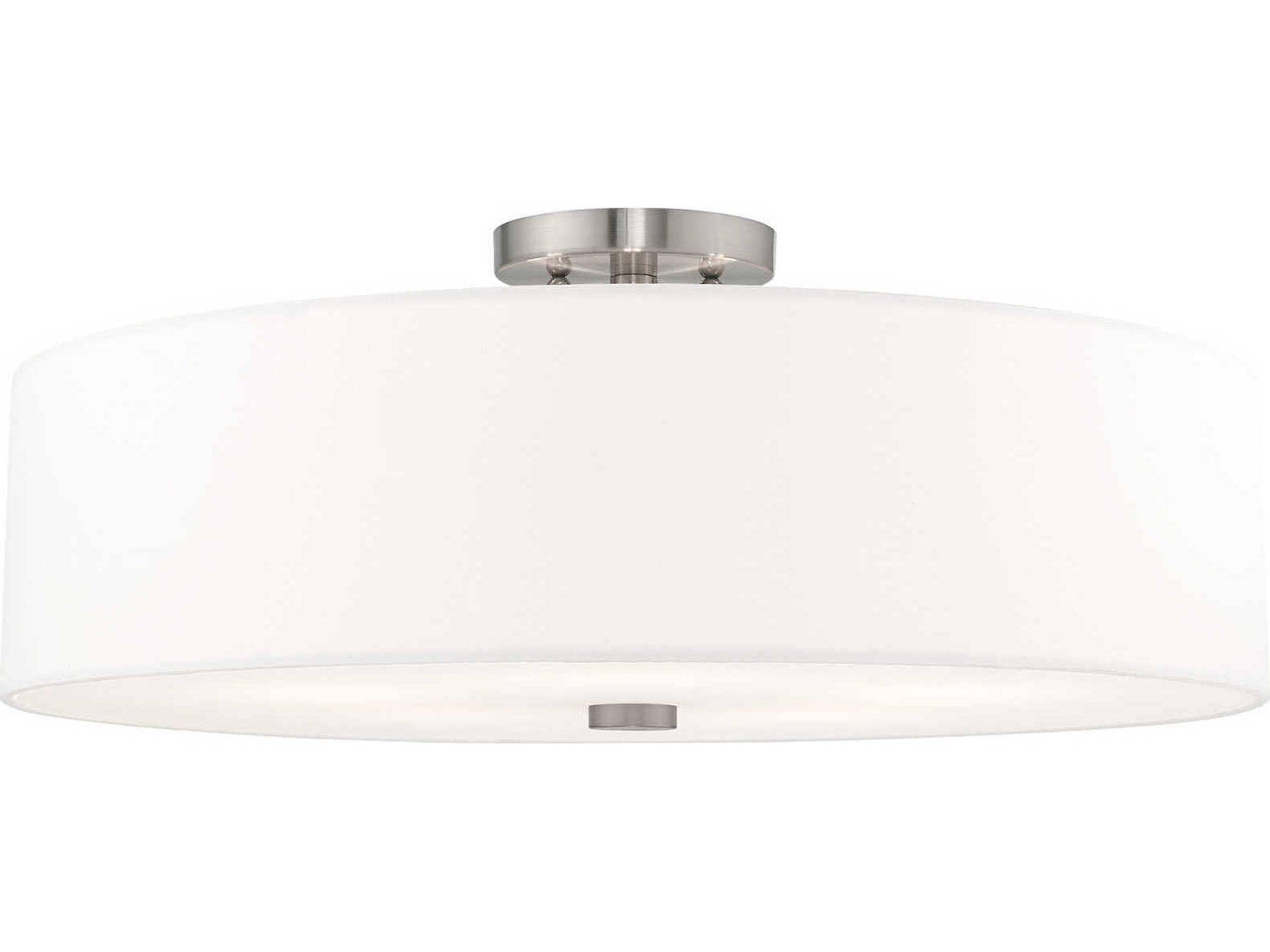 Meridian Brushed Nickel Drum Round Semi Flush Mount