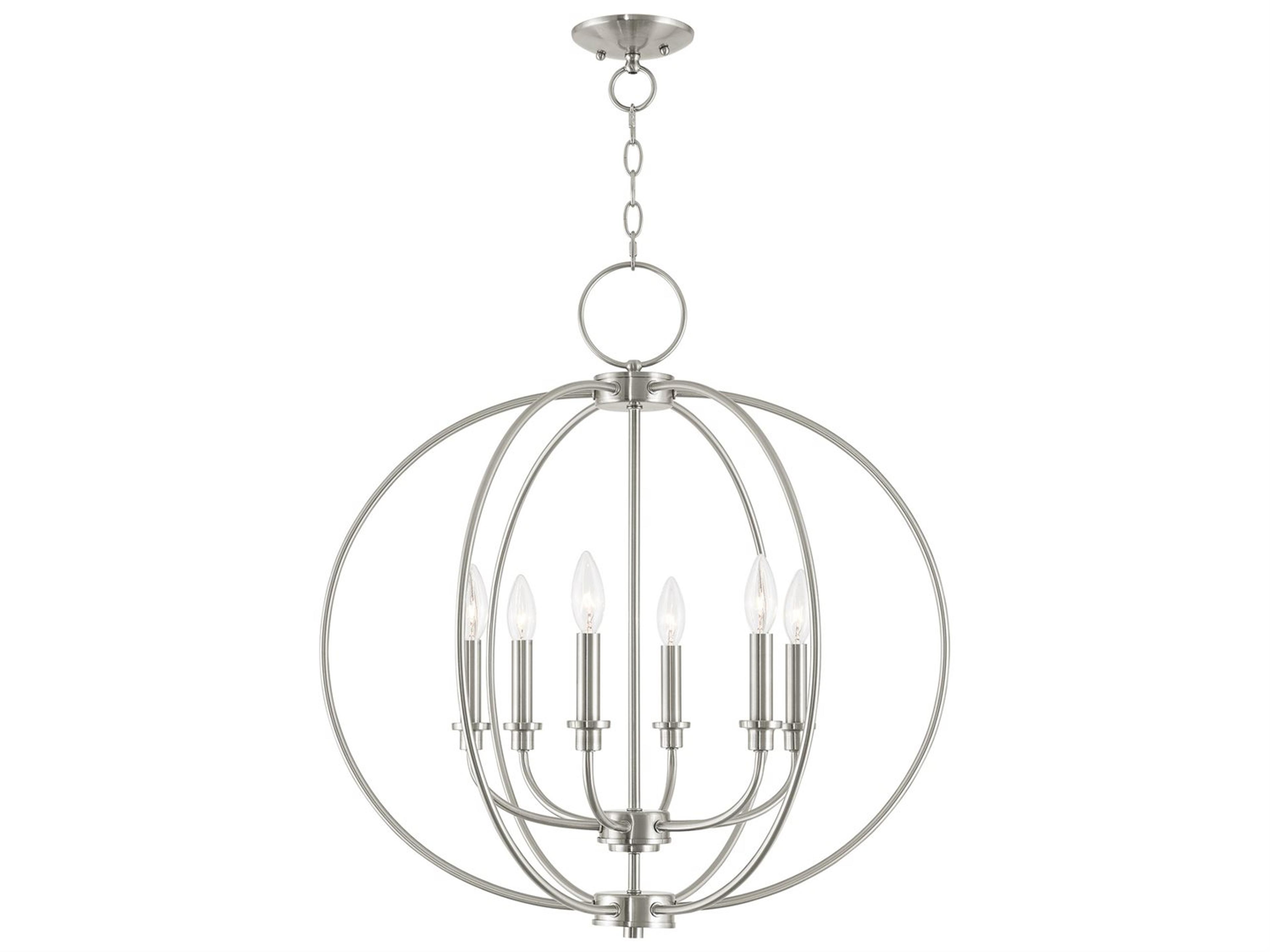 Milania 6-Light Brushed Nickel Candelabra Round Chandelier