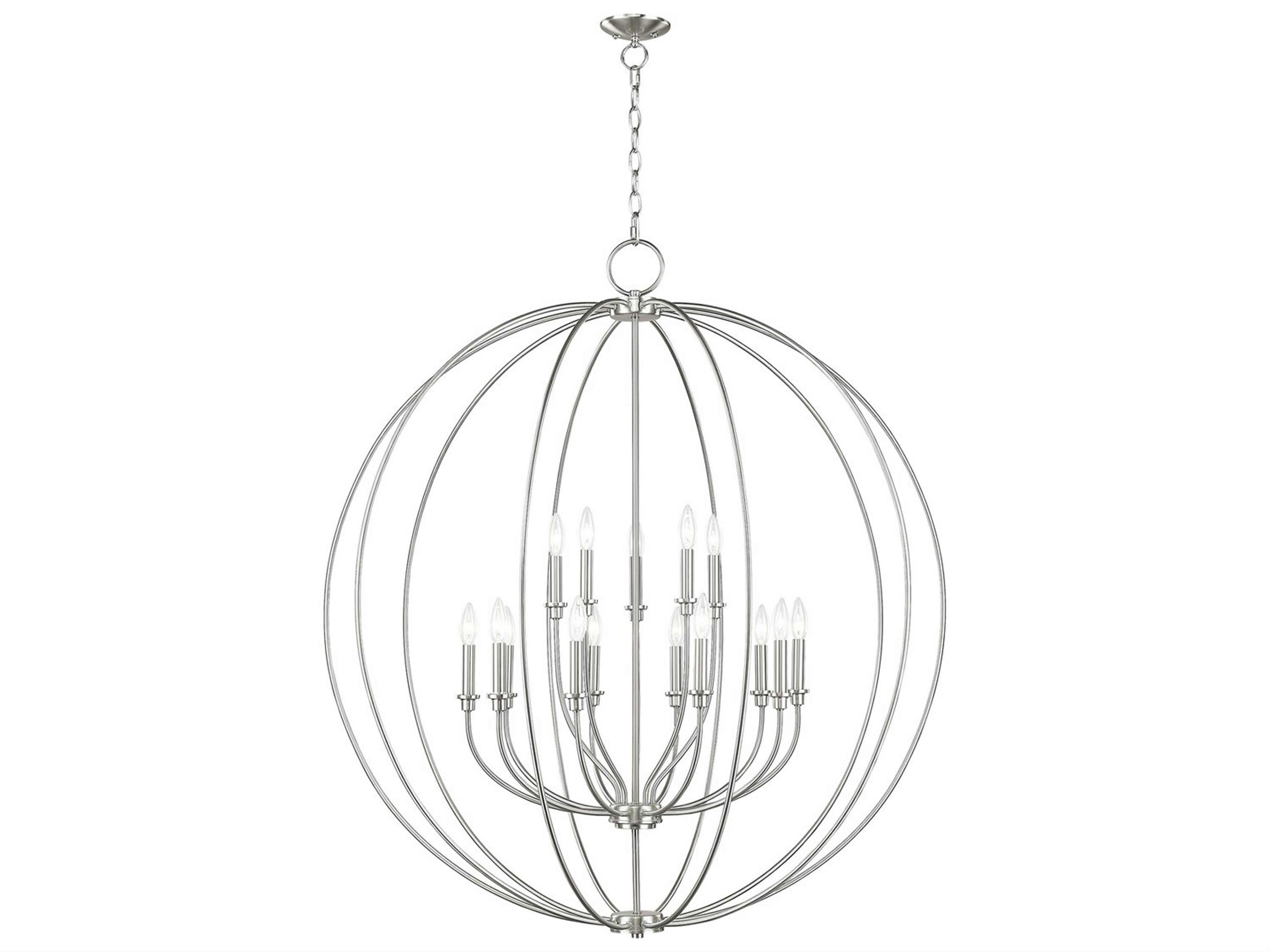 Milania 15-Light Brushed Nickel Candelabra Round Chandelier
