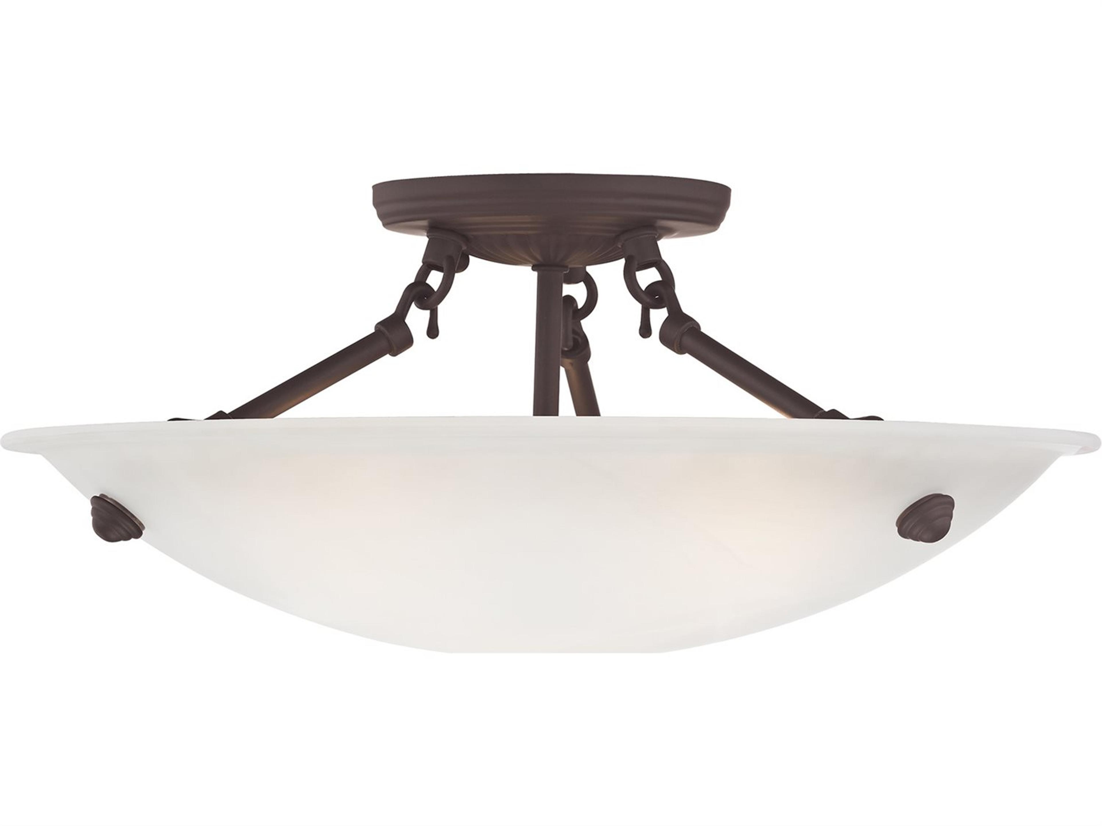 Oasis 3-Light Bronze Copper Glass Bowl Semi Flush Mount