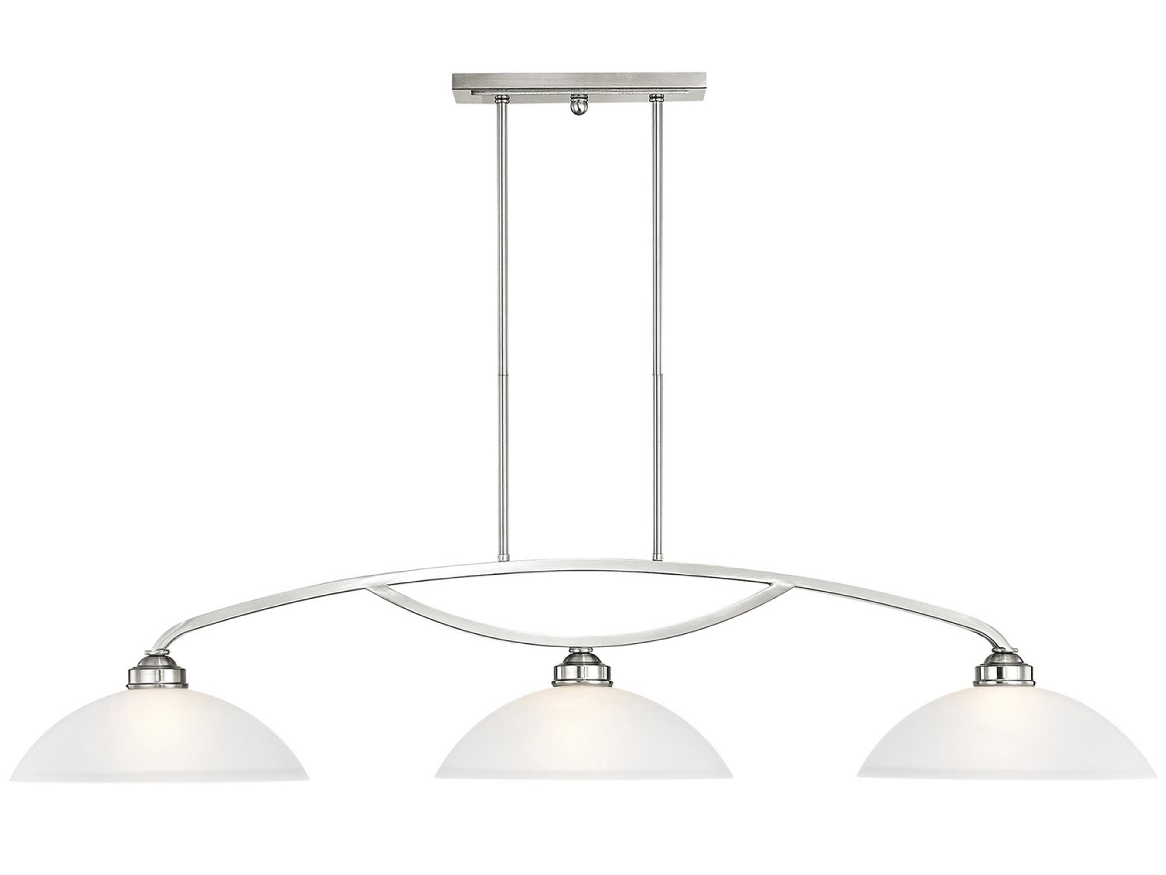 Somerset 3-Light Brushed Nickel Glass Bowl Dome Island Pendant