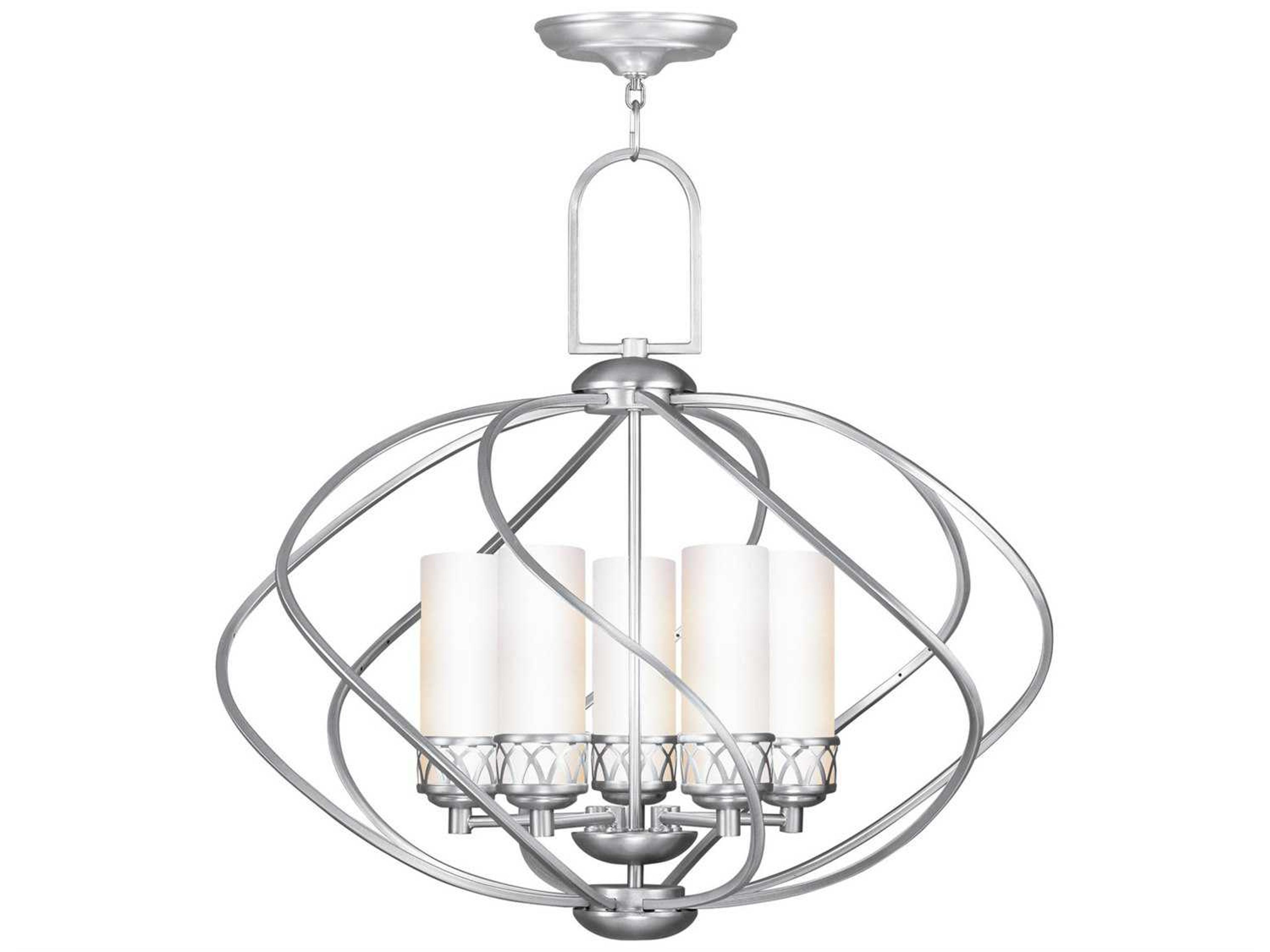 Westfield 5-Light Brushed Nickel Glass Cylinder Chandelier