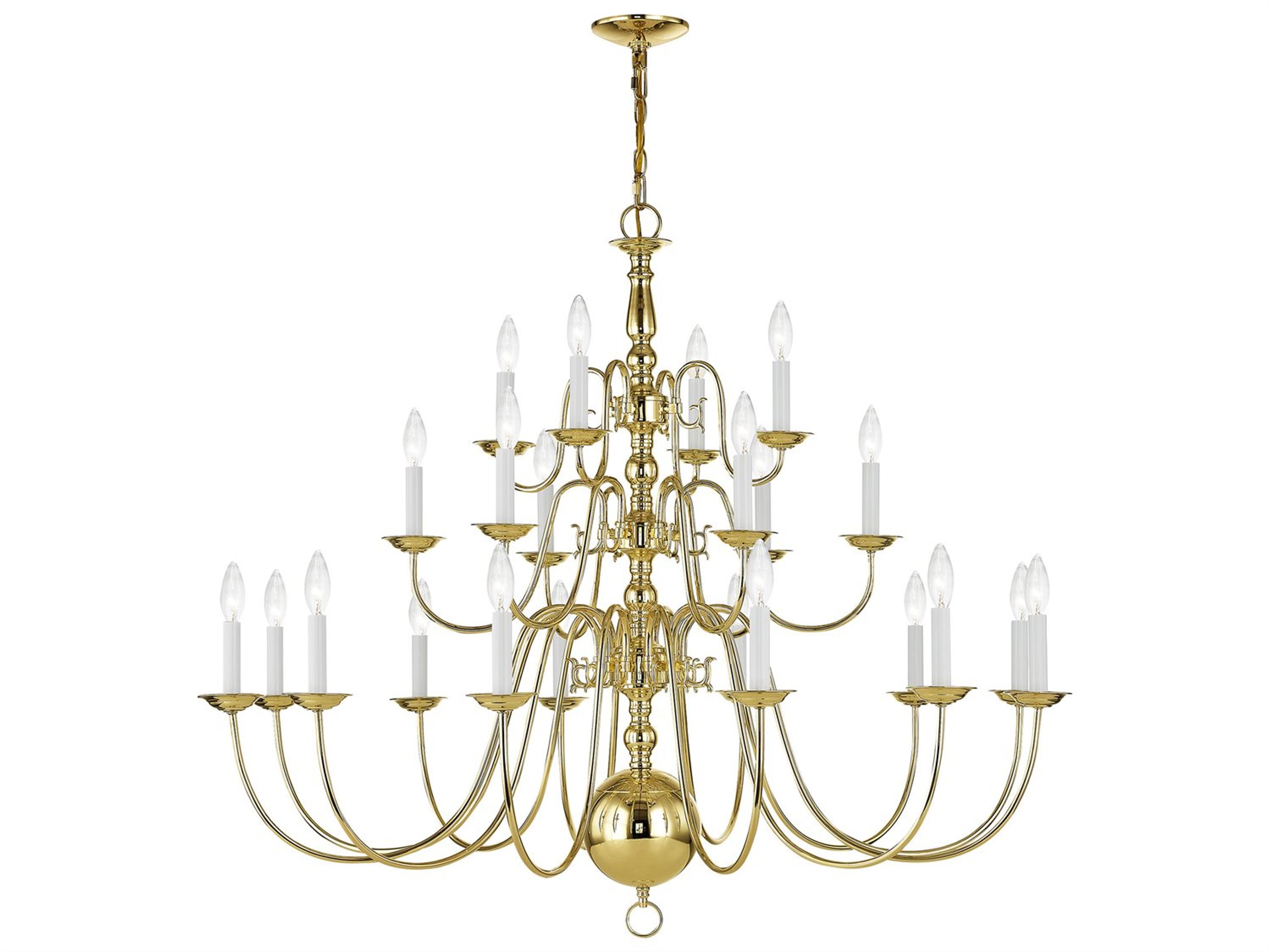 Williamsburgh 22-Light Polished Brass Candelabra Chandelier