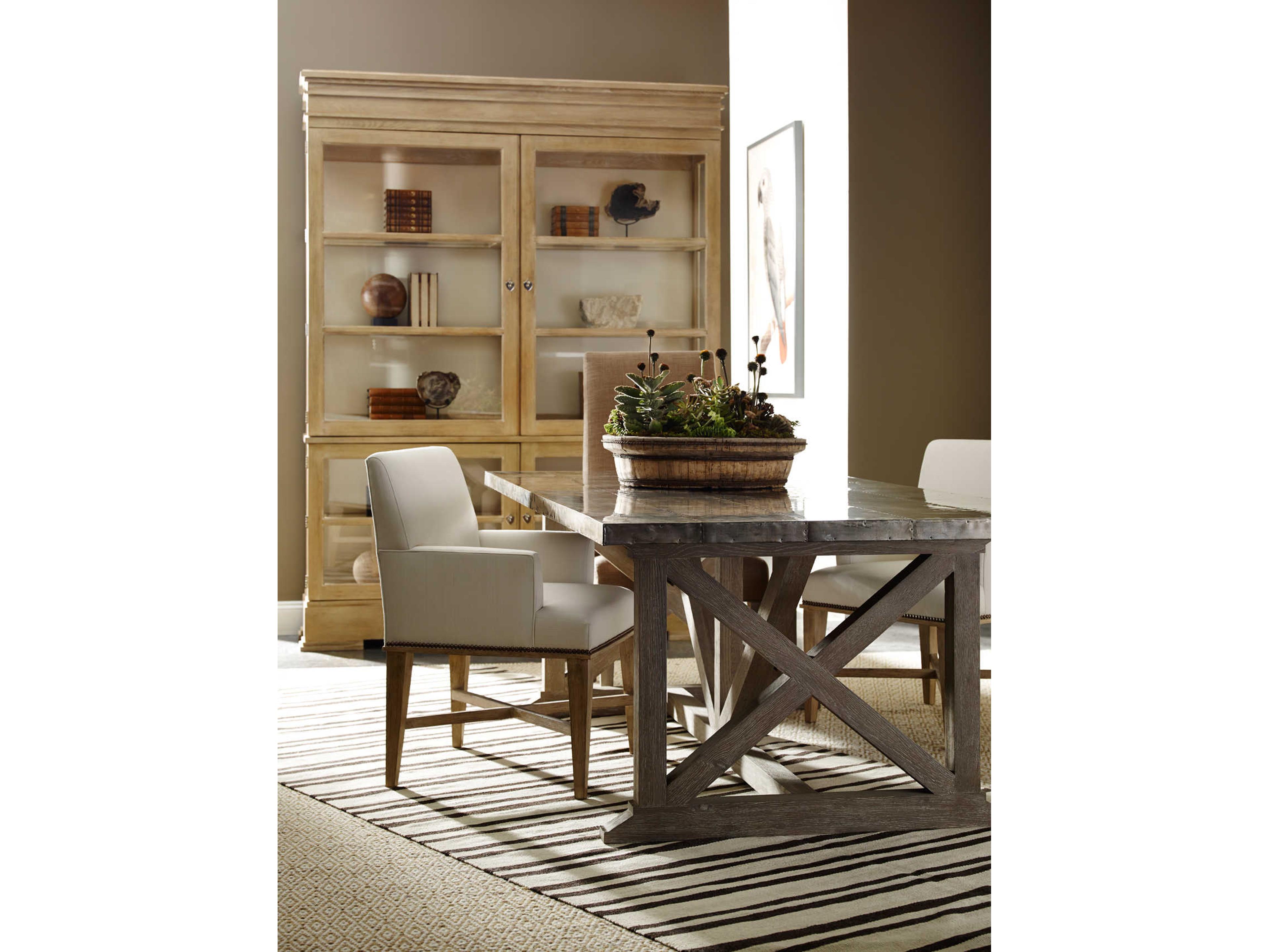 Lillian August Upholstery Britt Walnut Wood White Upholstered Arm Dining Chair