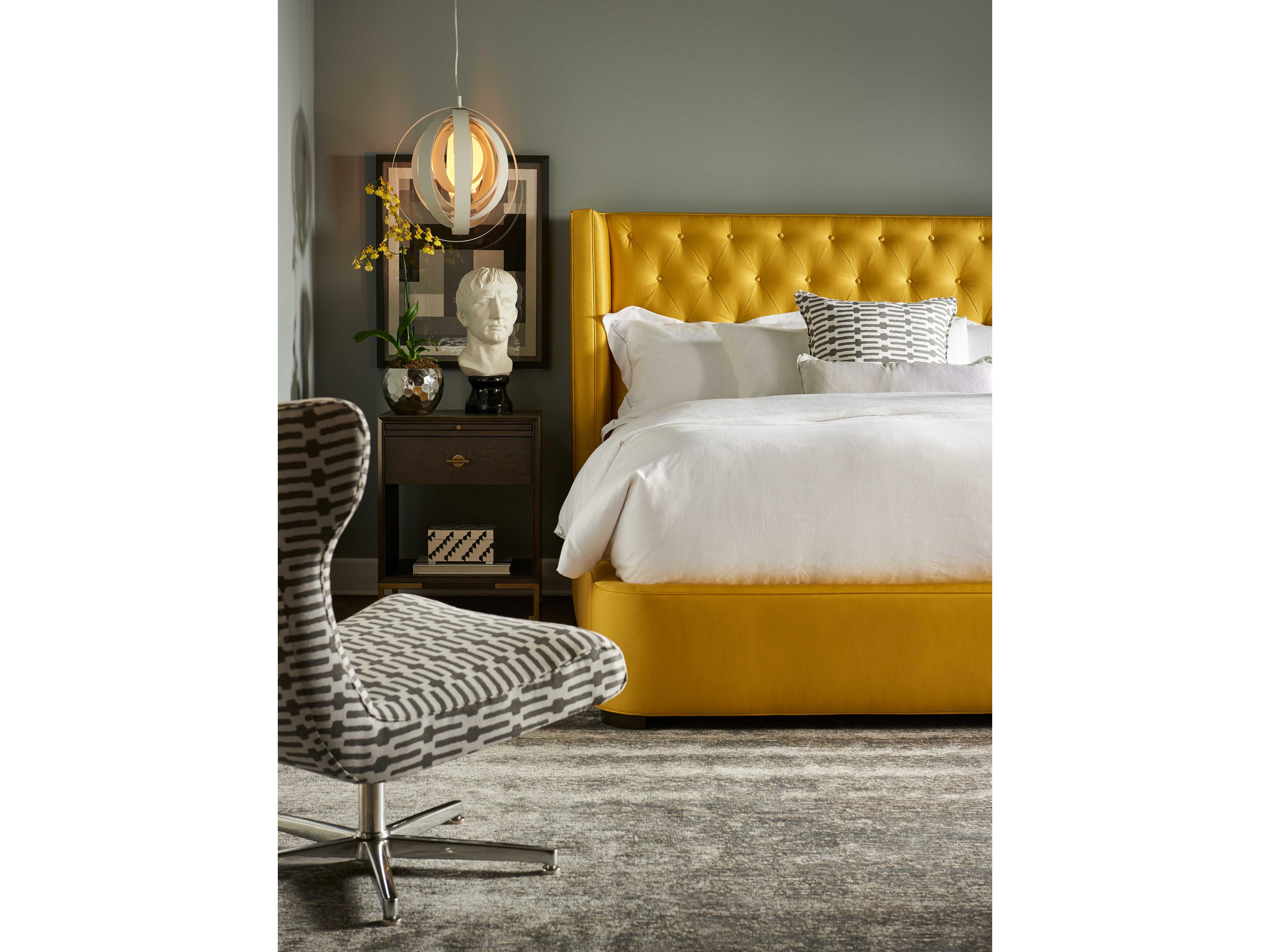 Lillian August Modern Living Cork Gold Elm Yellow Upholstered King Platform Bed