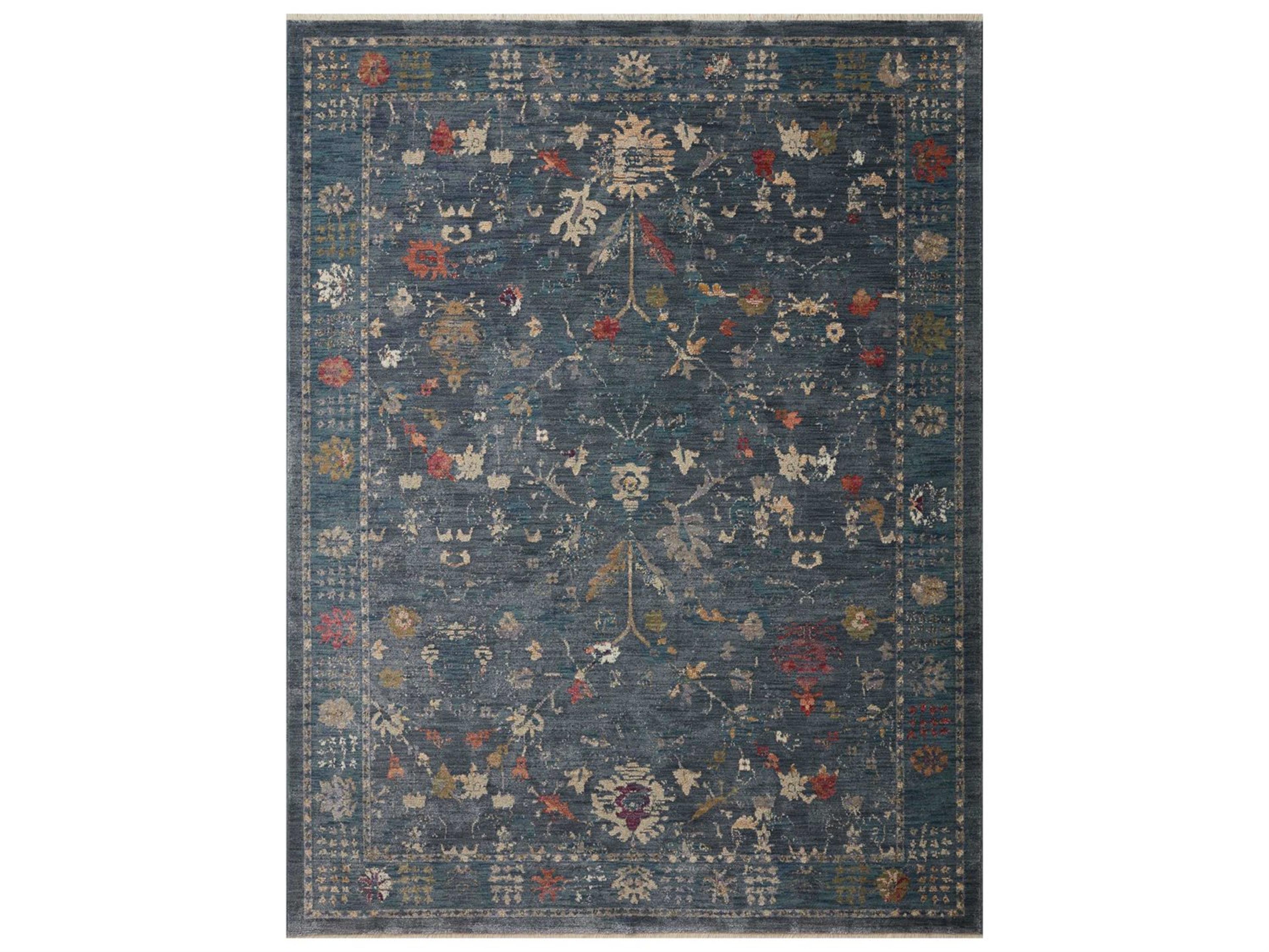 Giada Area Rug Traditional Bordered Denim