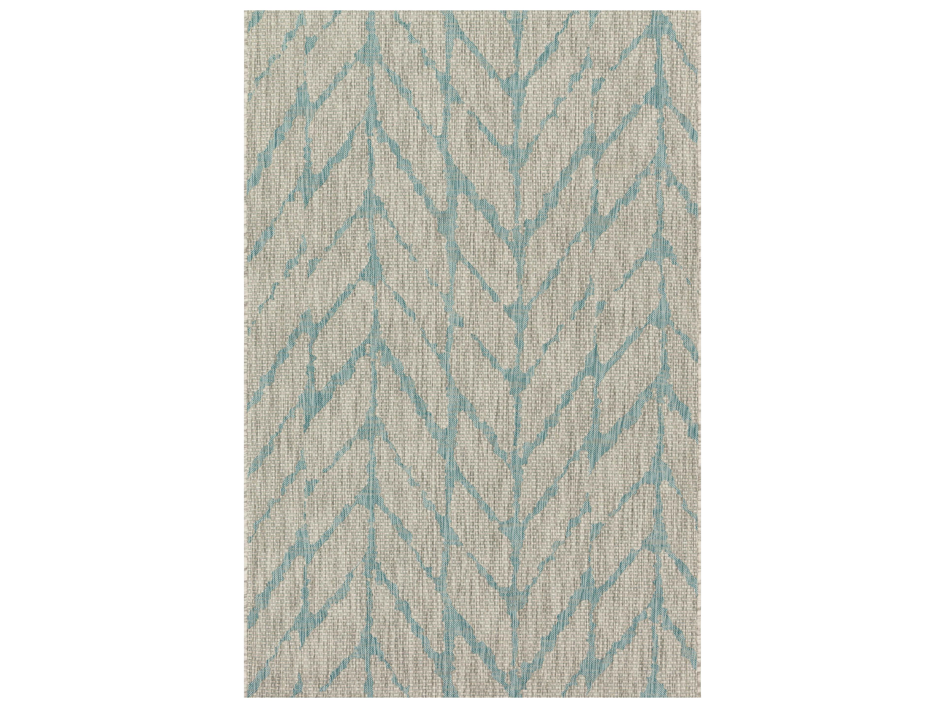 Isle Indoor Outdoor Area Rug Teal and Grey Chevron