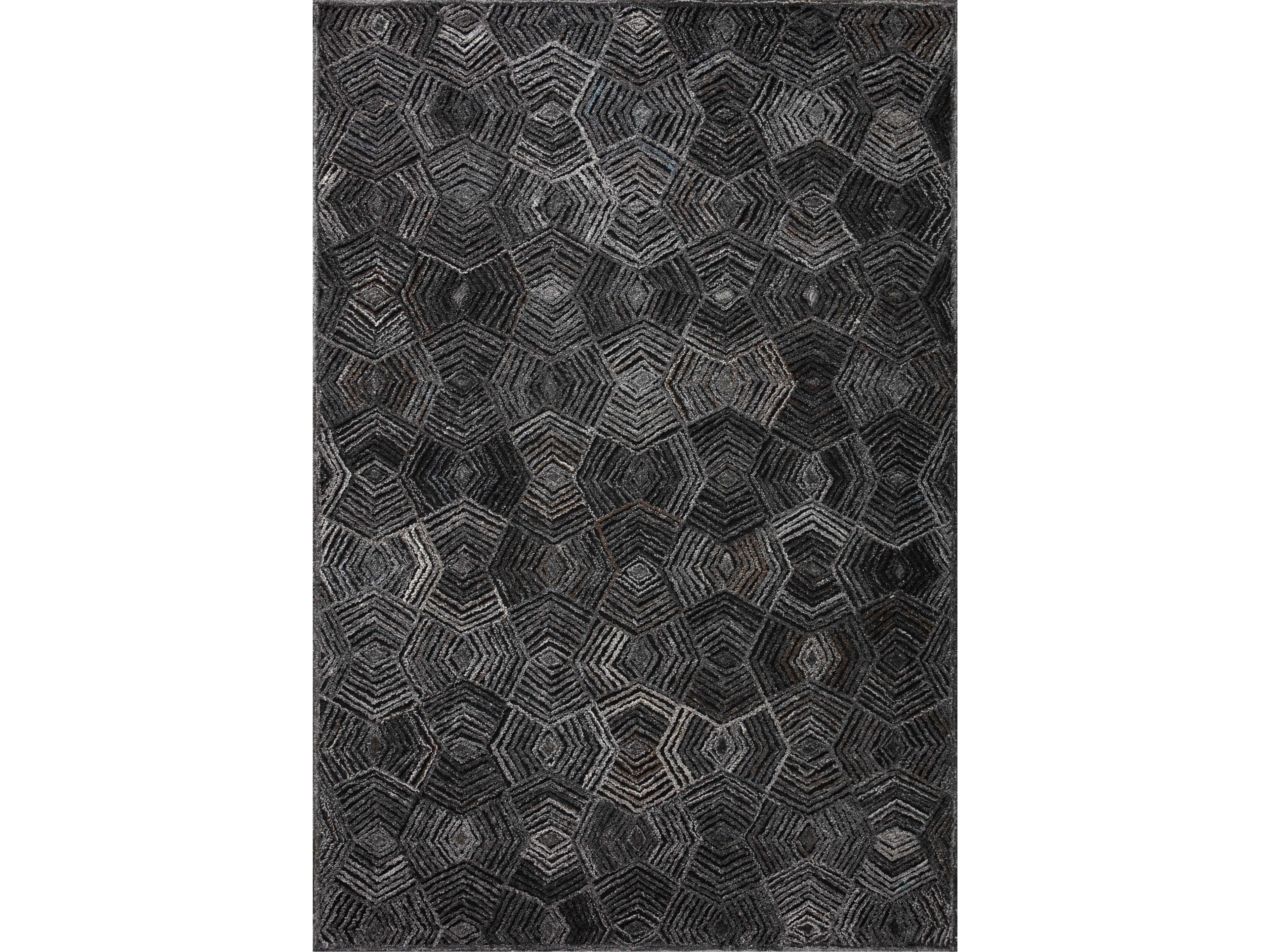 Prescott Area Rug Charcoal Geometric High-Low Pile