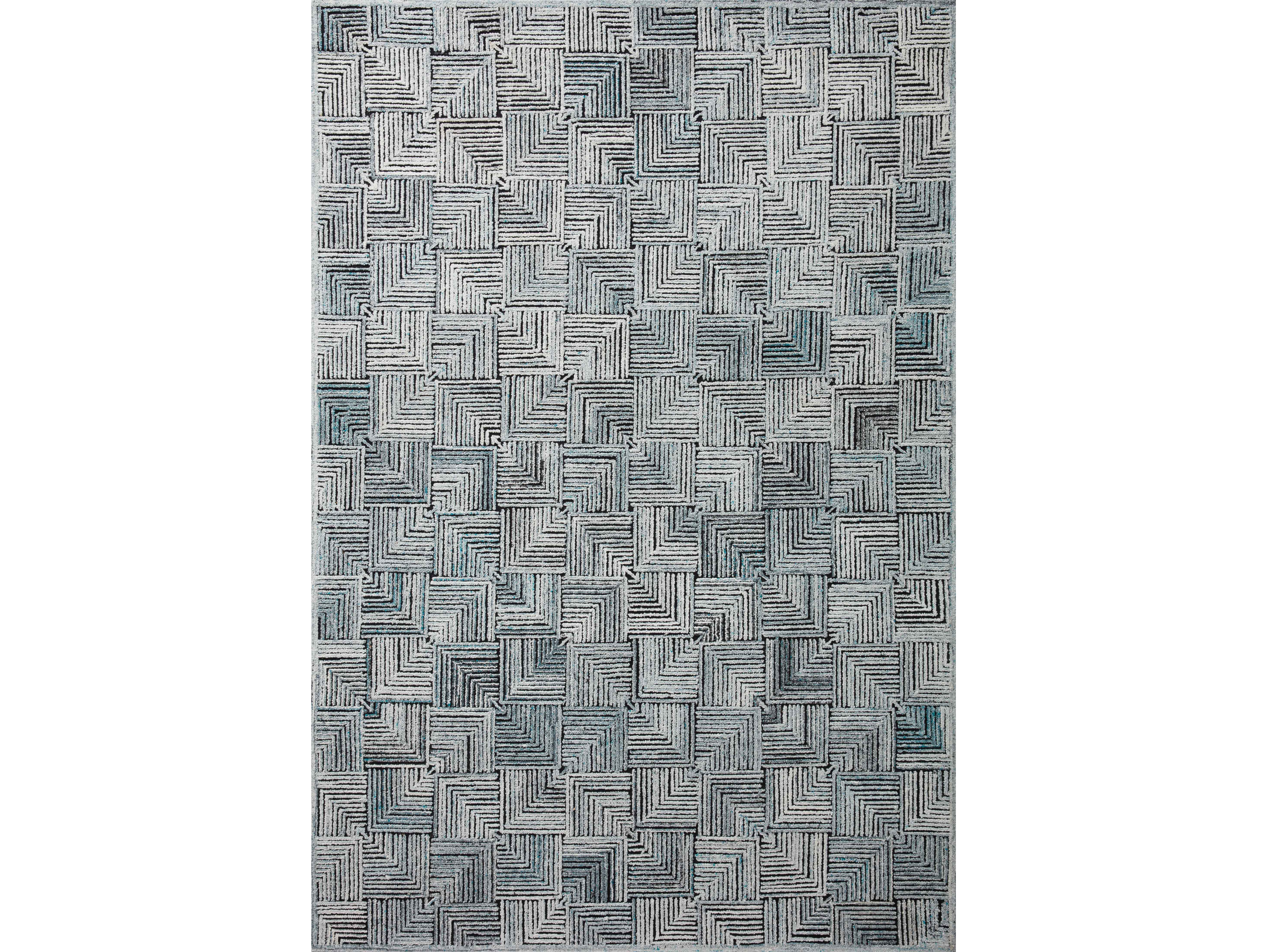 Prescott Area Rug Arctic Blue Geometric High-Low Pile
