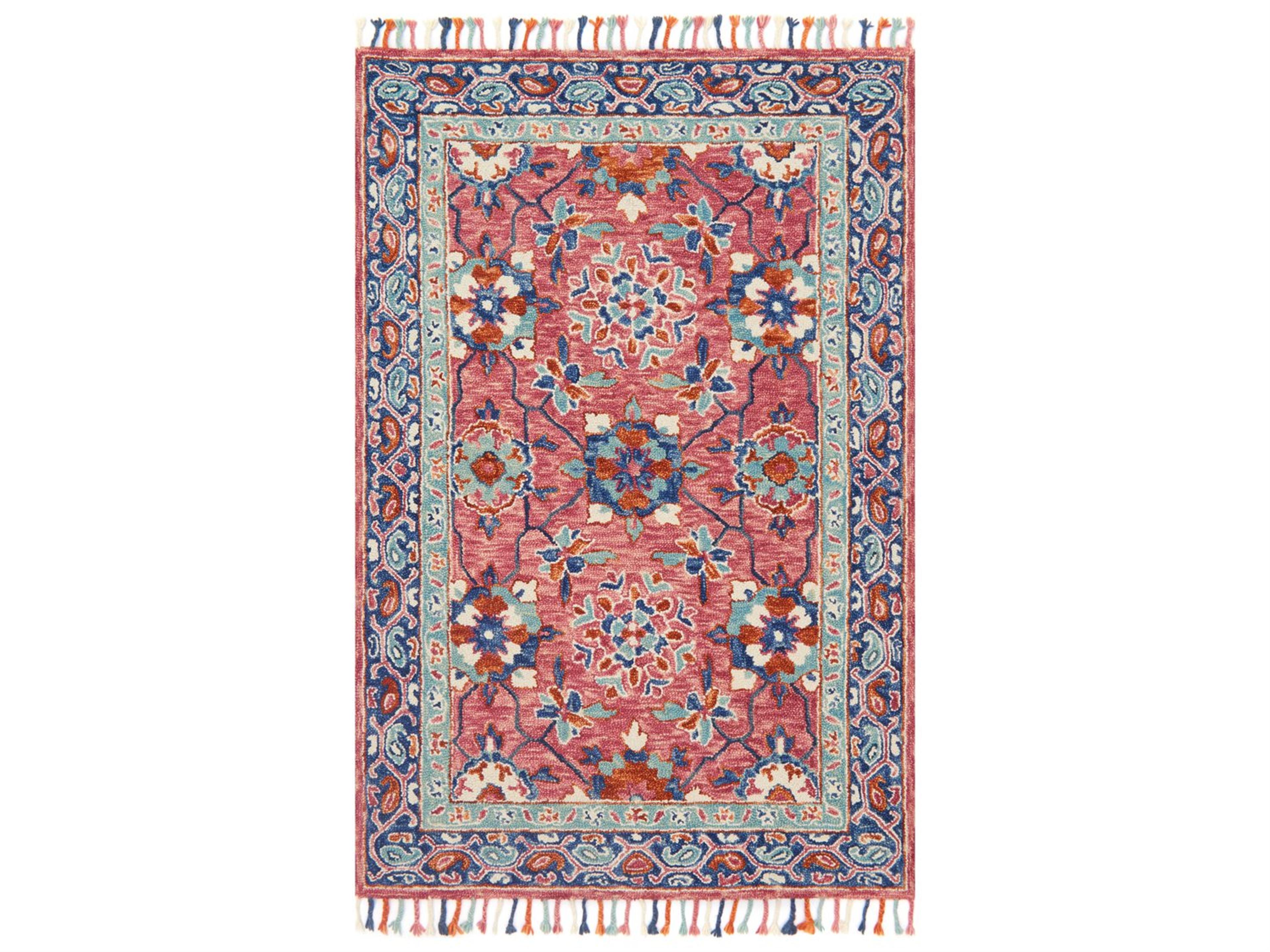 Zharah Area Rug In Rose Denim Hand Hooked