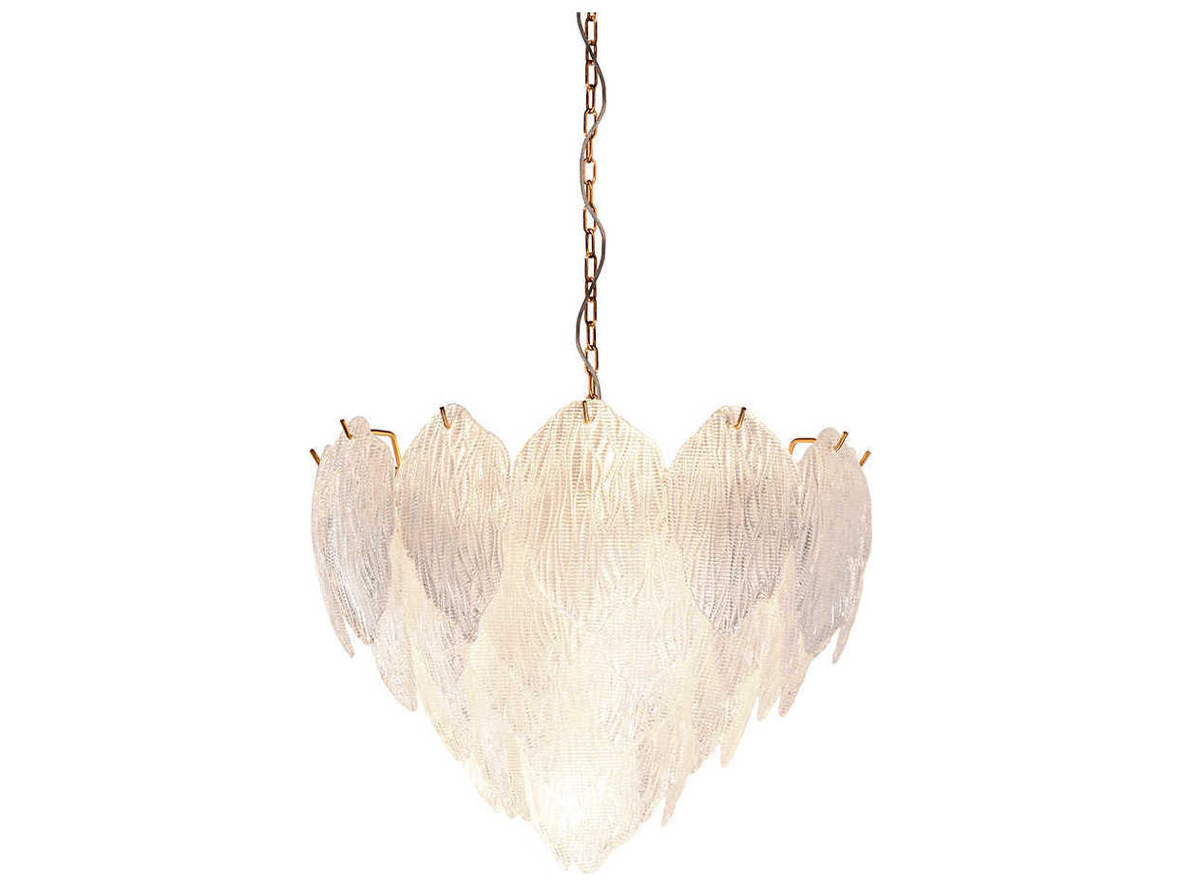 Acanthus 7-Light Distressed Gold Glass Tiered Pendant