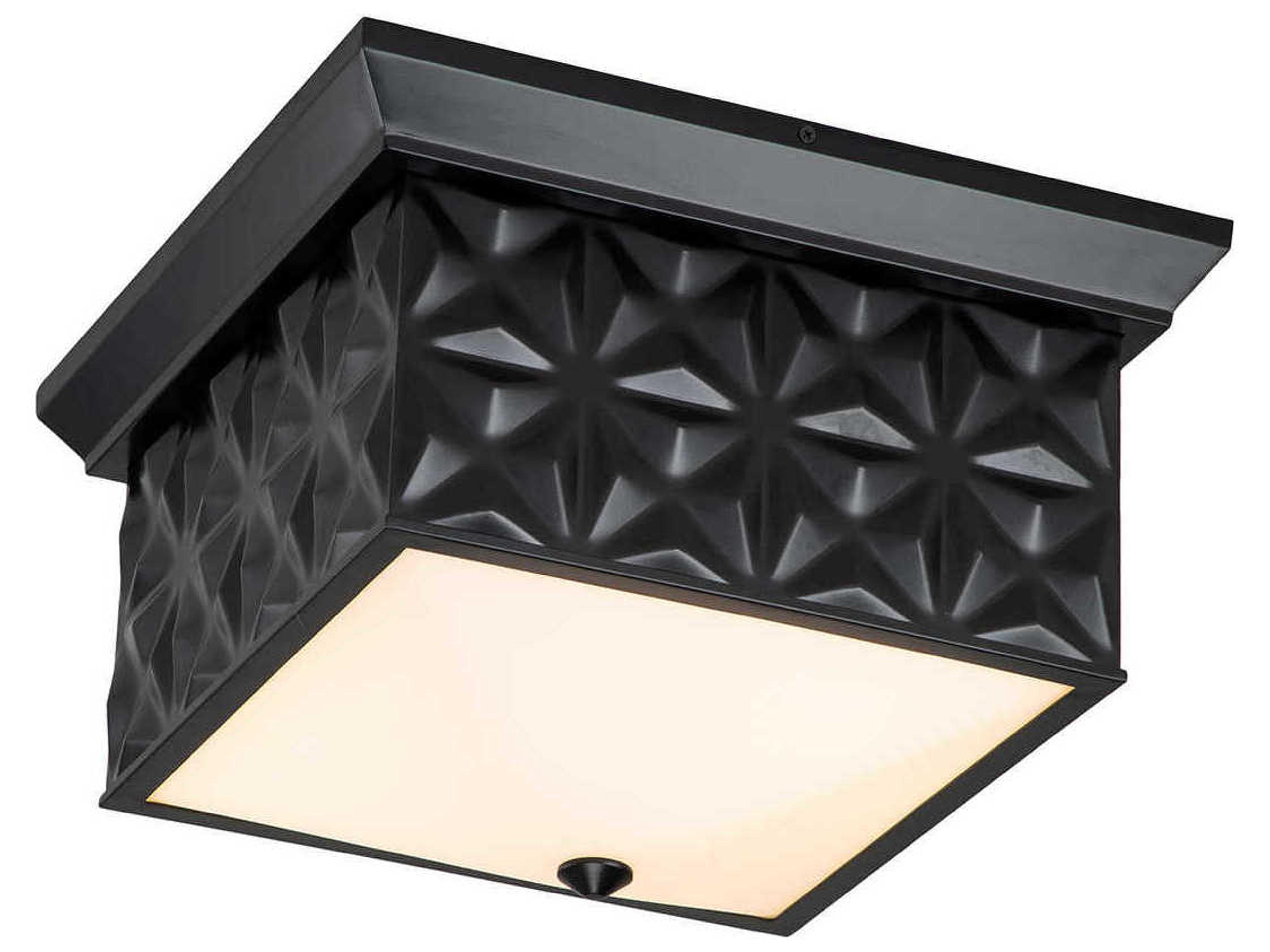 Alpha 4-Light Matte Black Glass Geometric Flush Mount